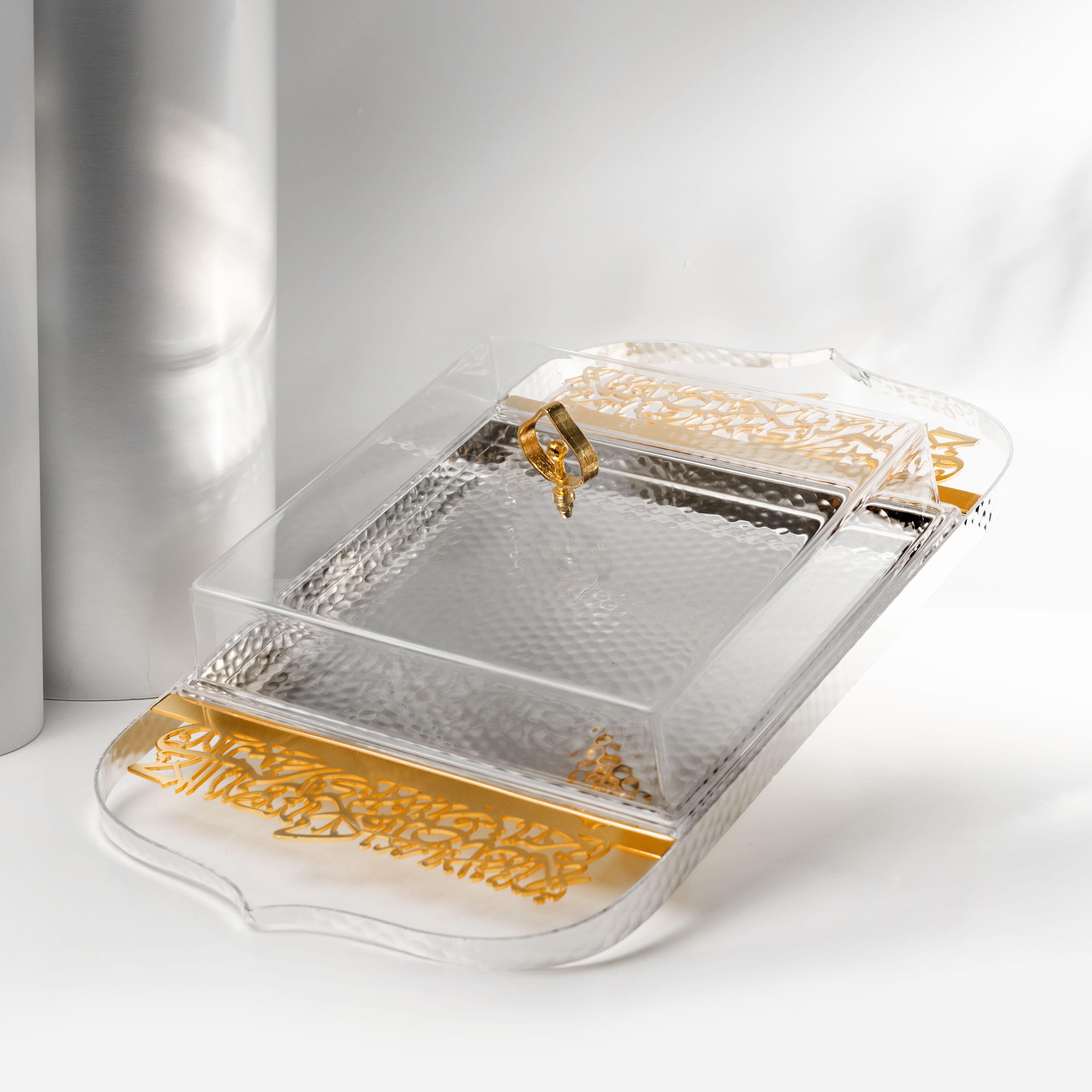 صينية تقديم ستانلس ستيل مع غطاء قطعتين من أوتانتيك-household-dining-serveware-servingtrays-image-1