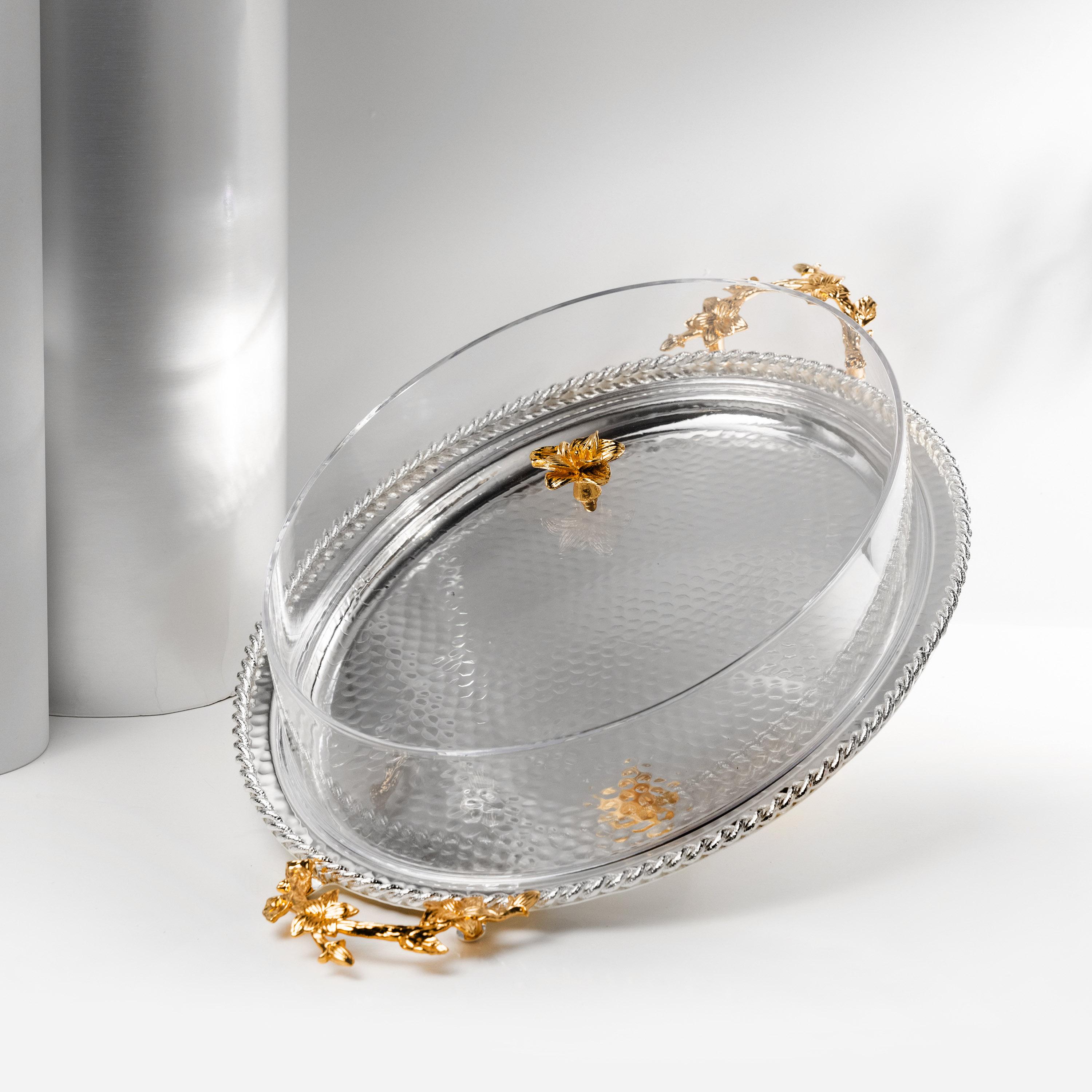 صينية تقديم بتفاصيل مطروقة وغطاء من أوتانتيك-household-dining-serveware-servingtrays-image-2
