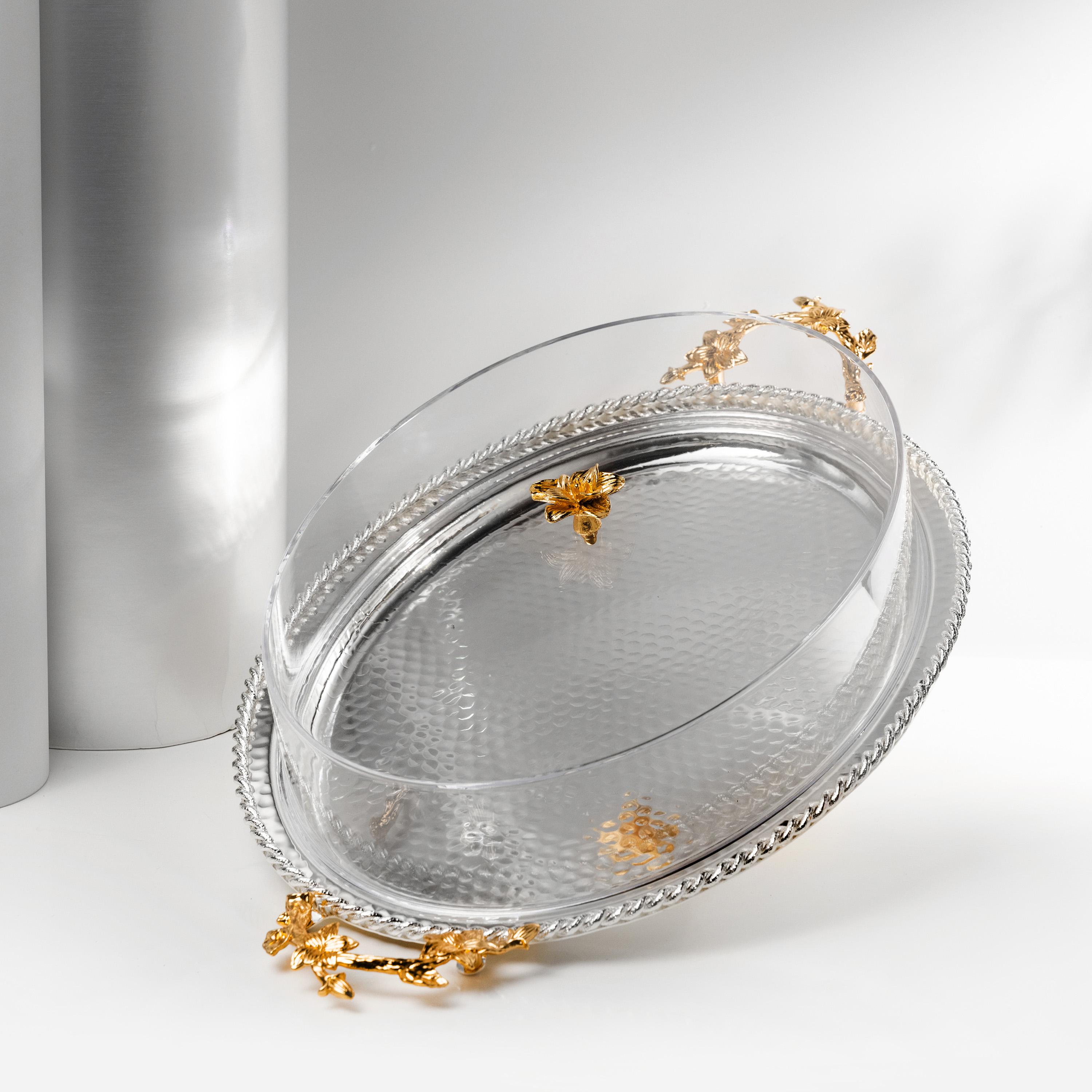 صينية تقديم بتفاصيل مطروقة وغطاء من أوتانتيك-household-dining-serveware-servingtrays-image-2