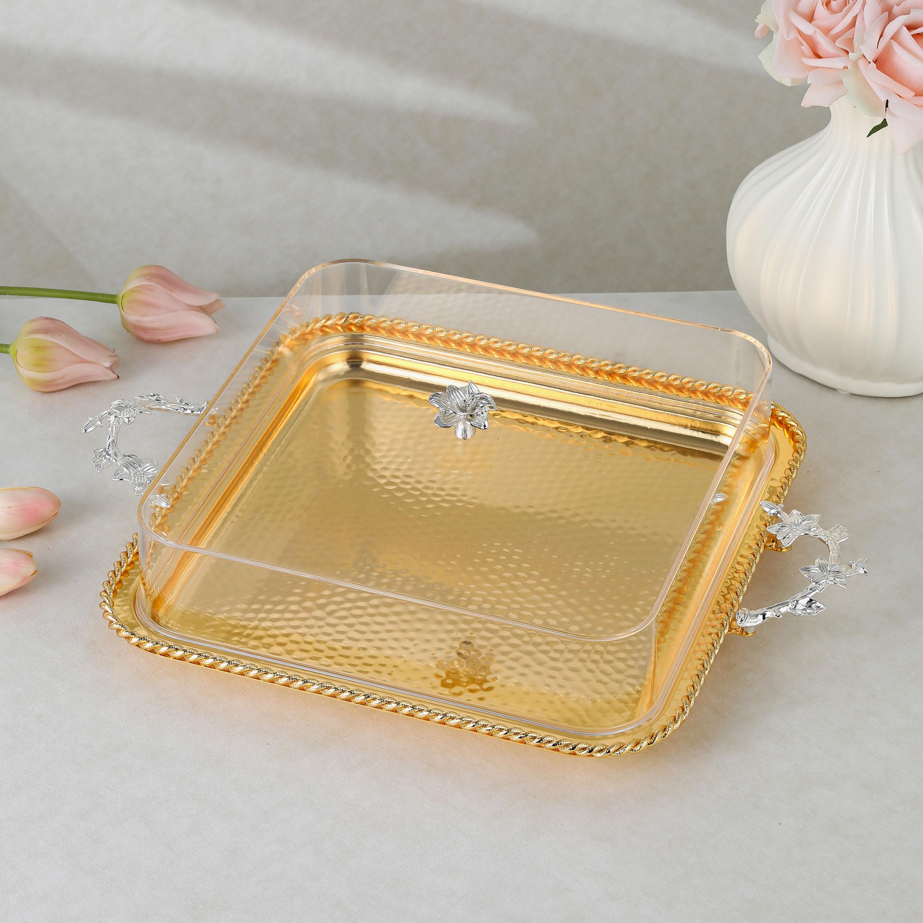 Stainless Steel Serving Tray with Lid-household-dining-serveware-servingtrays-image-1
