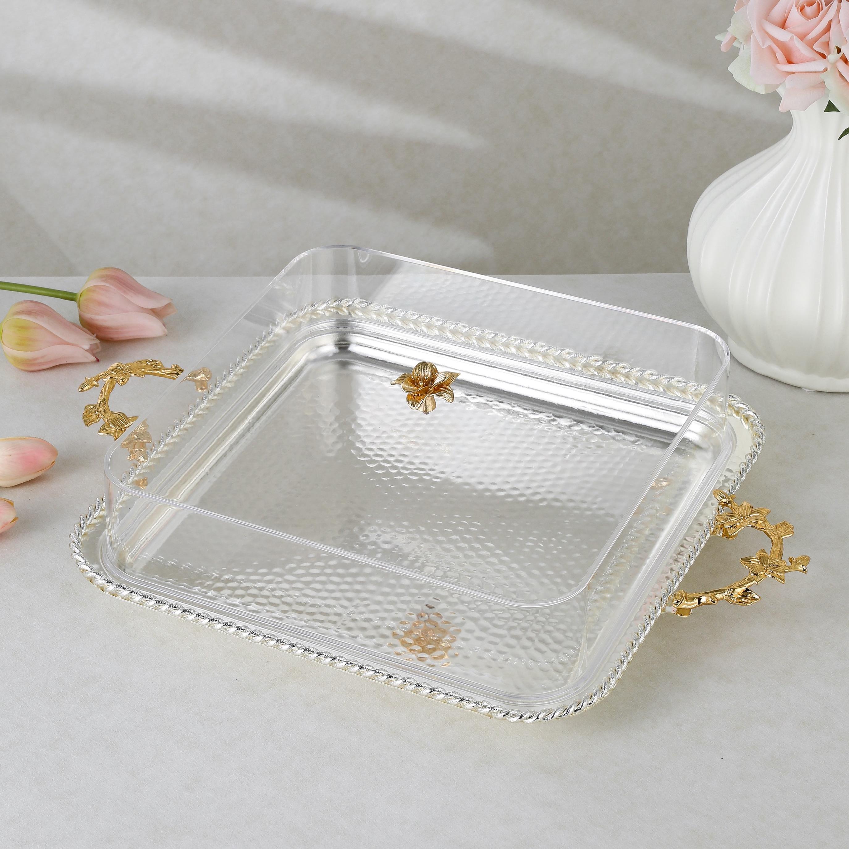 Stainless Steel Serving Tray with Handle and Lid-household-dining-serveware-servingtrays-image-2