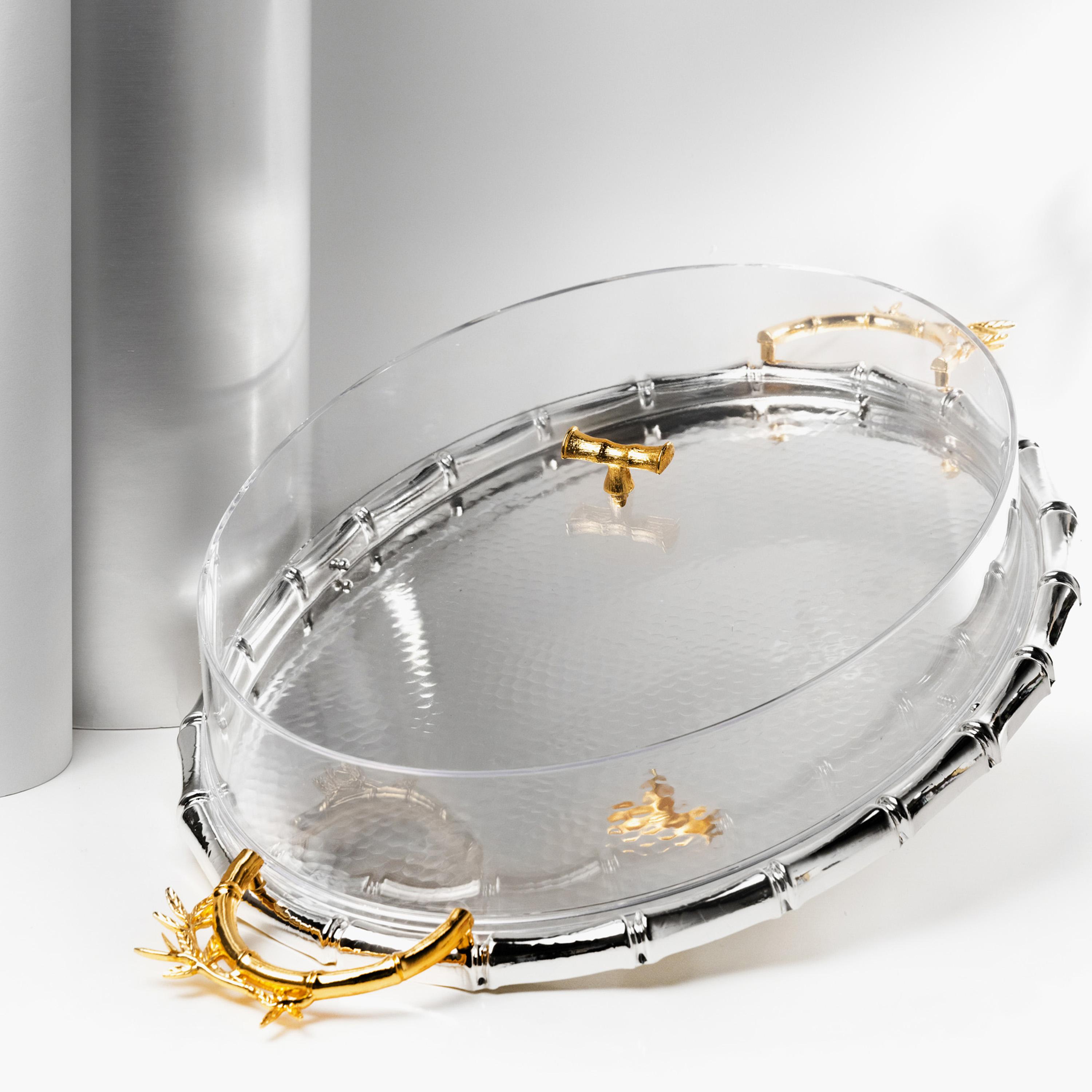 صينية تقديم بيضاوية ستانلس ستيل مع غطاء من أوتانتيك-household-dining-serveware-servingtrays-image-2