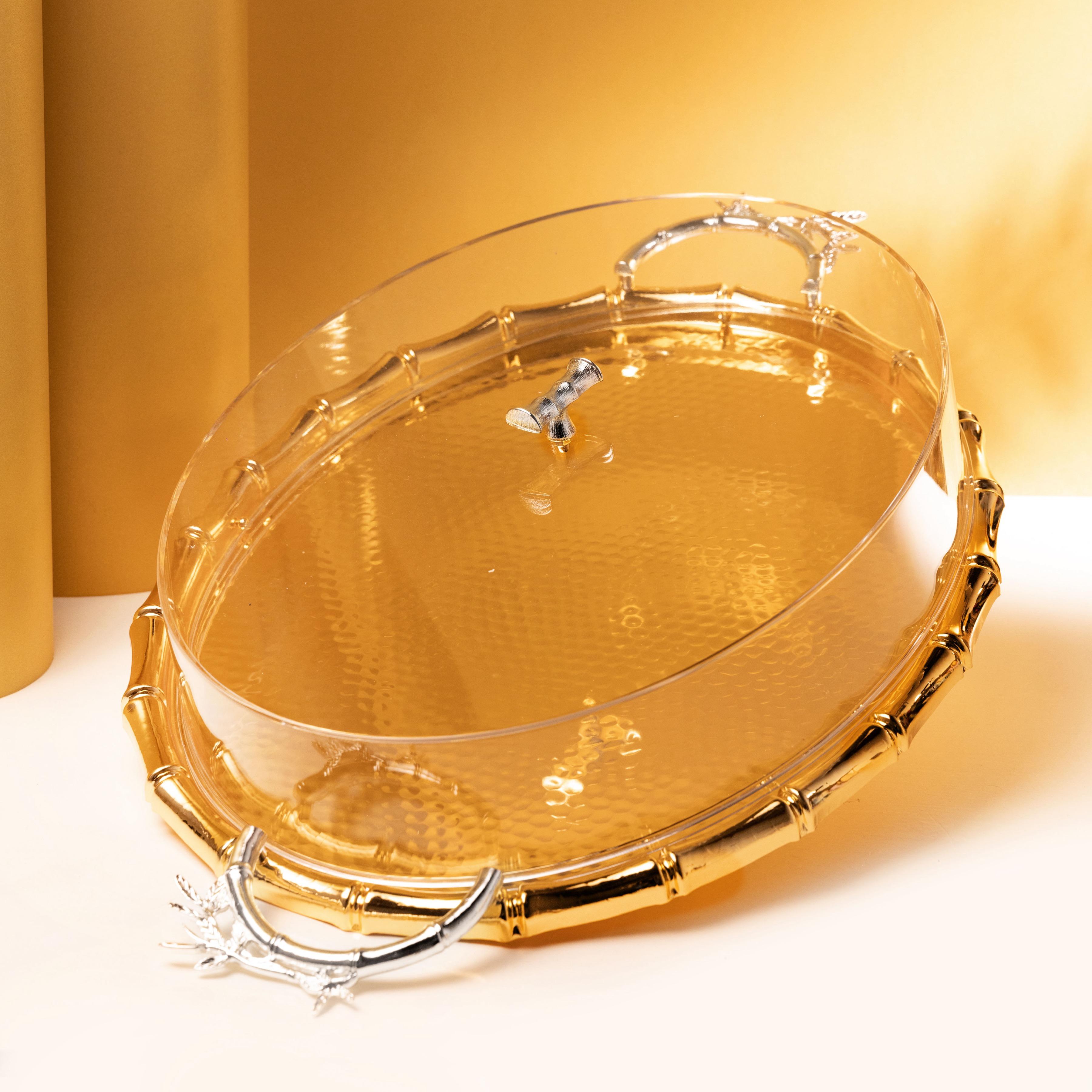 صينية تقديم ستانلس ستيل من قطعتين مع مقبض وغطاء من أوتانتيك-household-dining-serveware-servingtrays-image-1