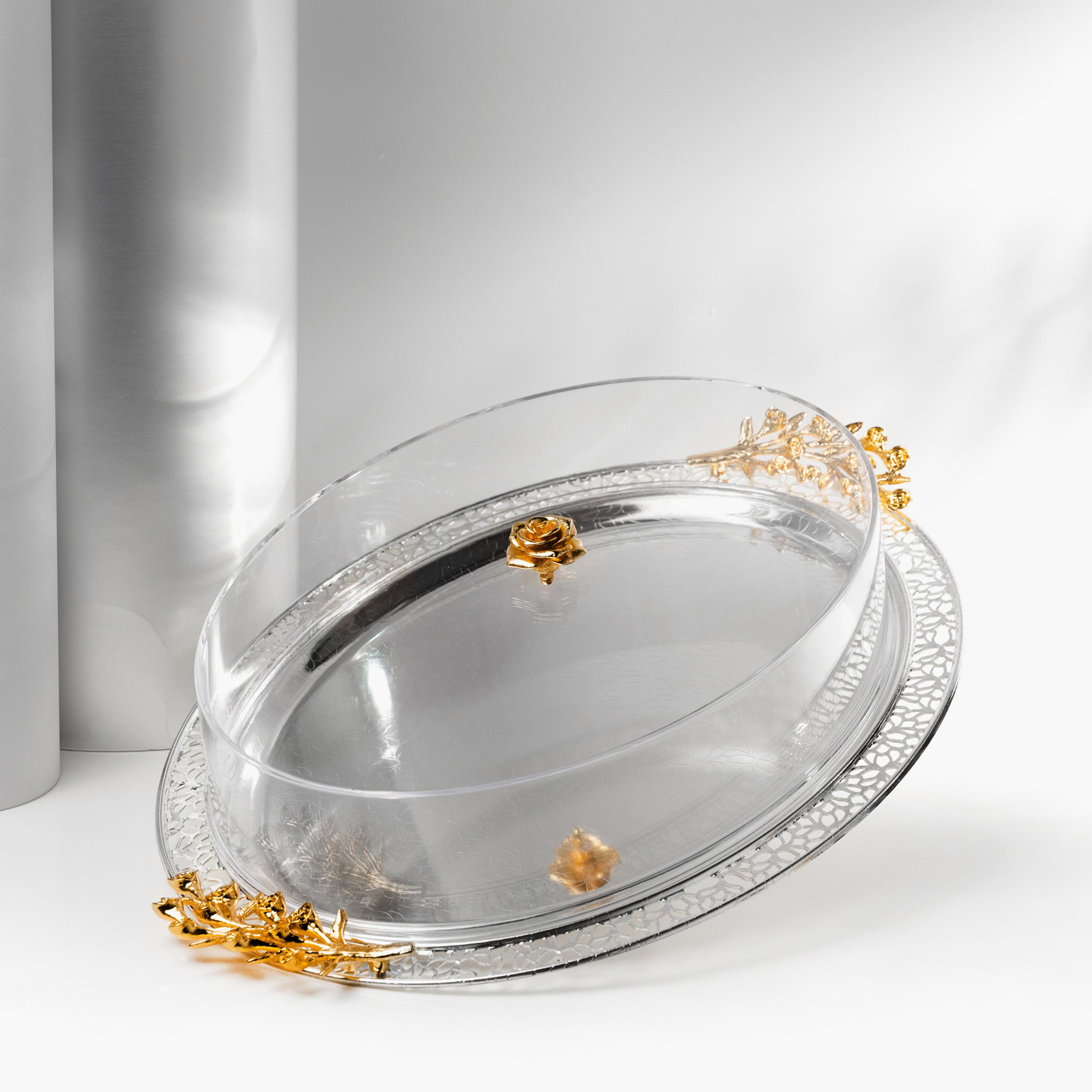 Oval Stainless Steel Serving Tray with Lid-household-dining-serveware-servingtrays-image-2