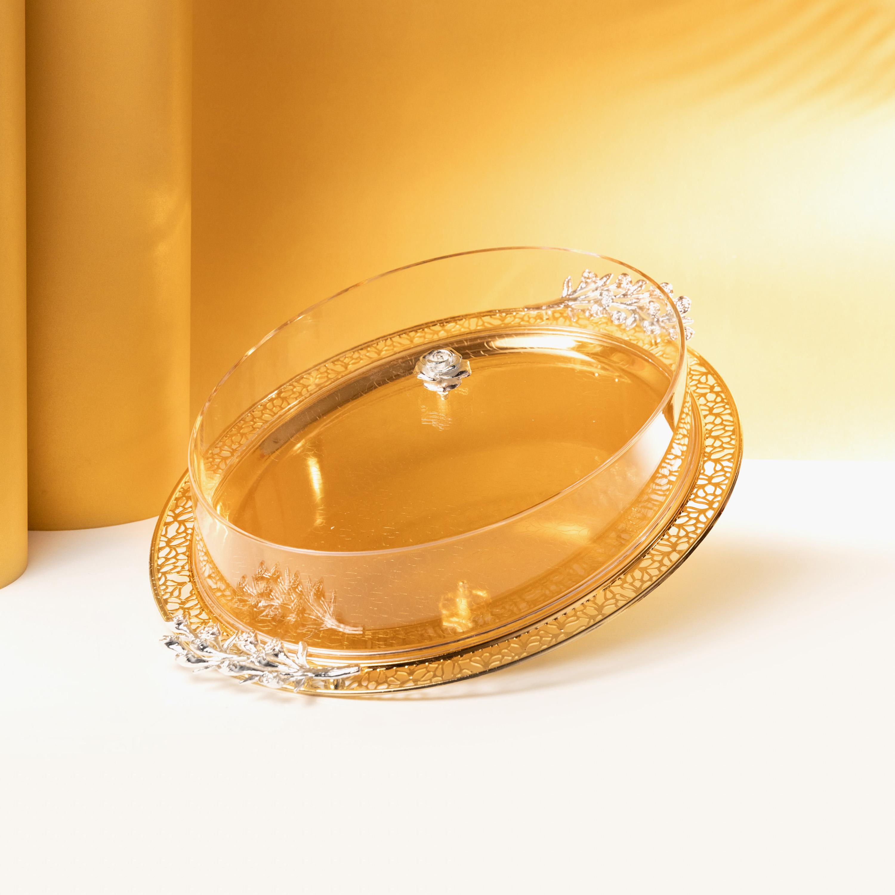 Oval Stainless Steel Serving Tray with Lid-household-dining-serveware-servingtrays-image-2