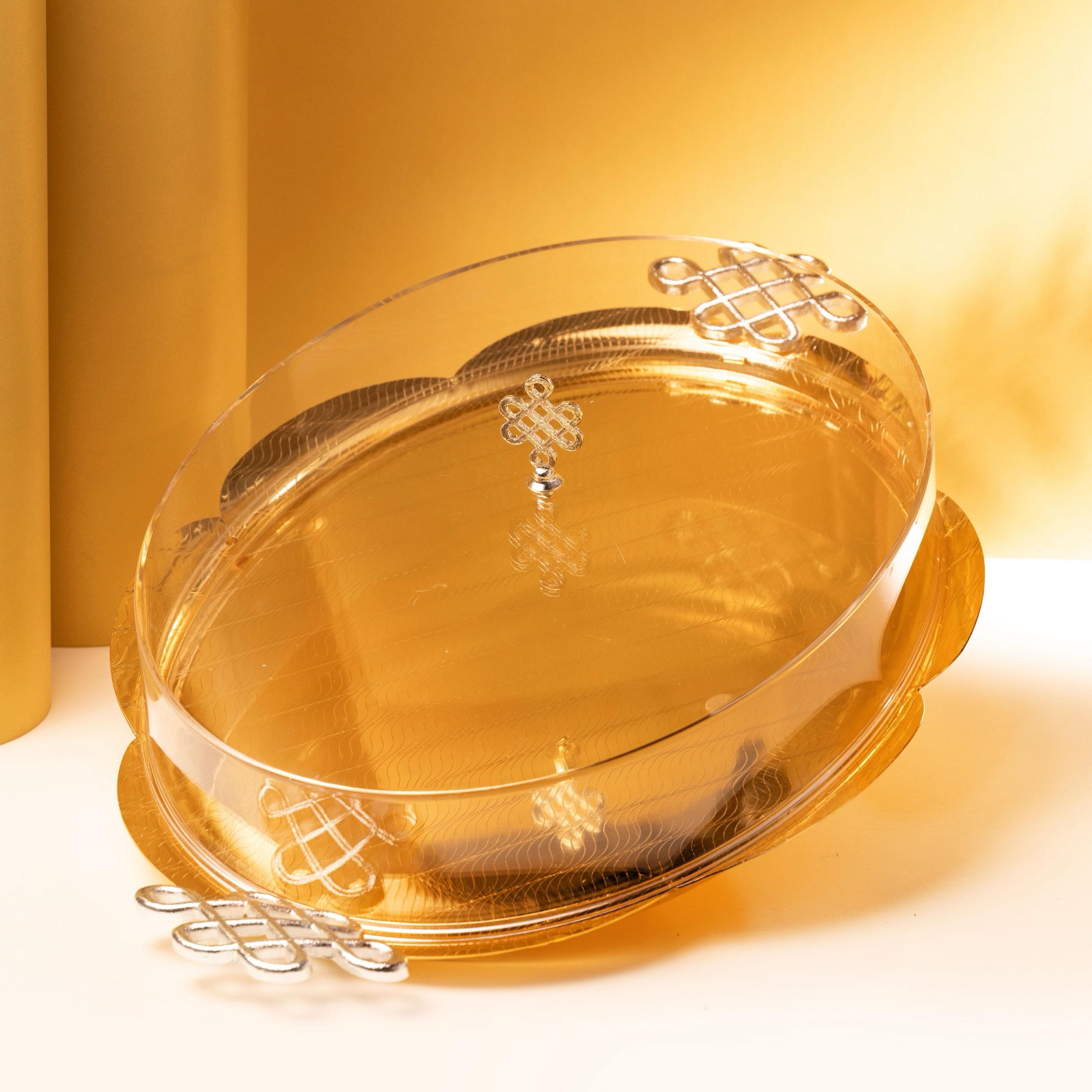 Stainless Steel 2-Piece Serving Tray with Handle and Lid-household-dining-serveware-servingtrays-image-1