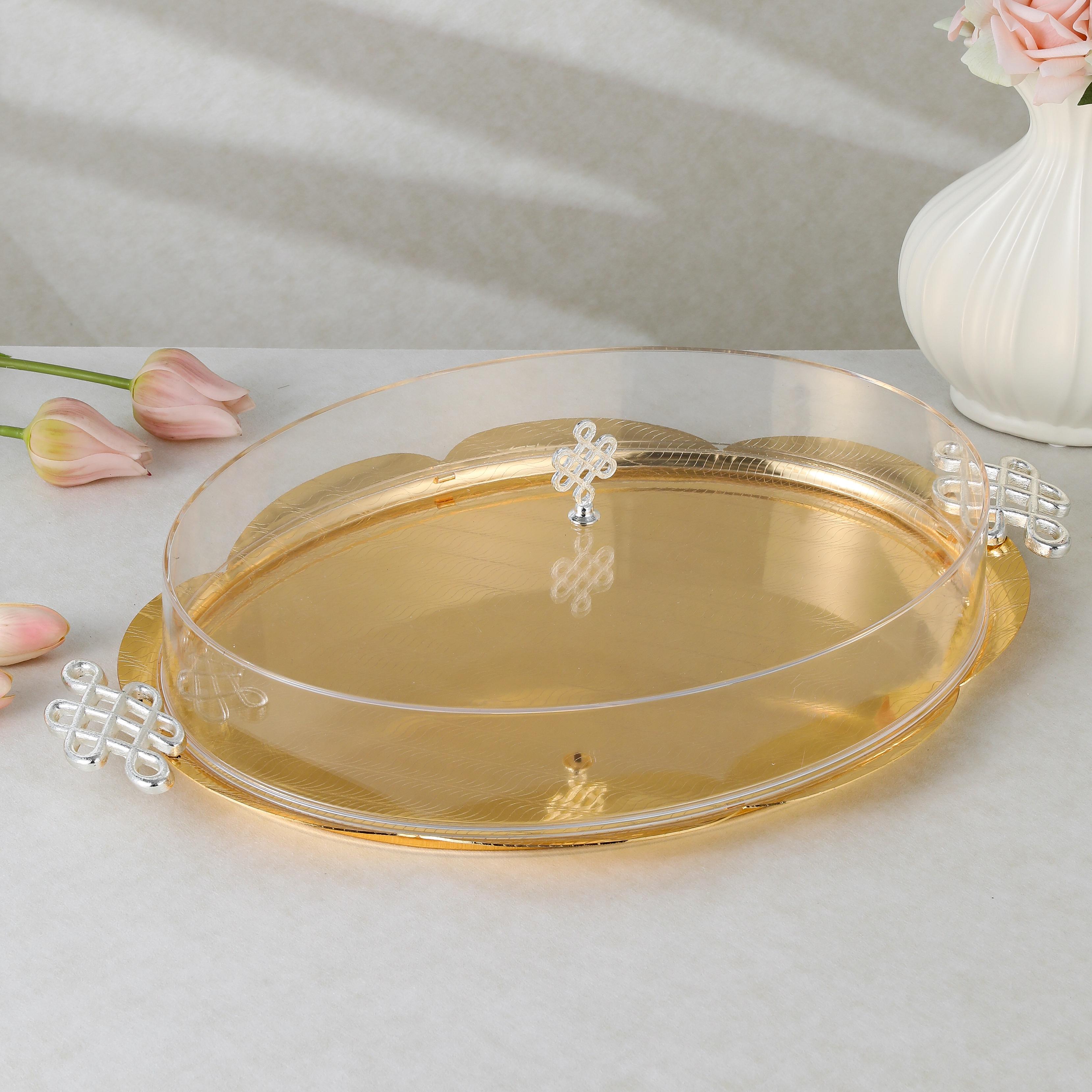 صينية تقديم ستانلس ستيل مع مقبض وغطاء قطعتين من أوتانتيك-household-dining-serveware-servingtrays-image-2