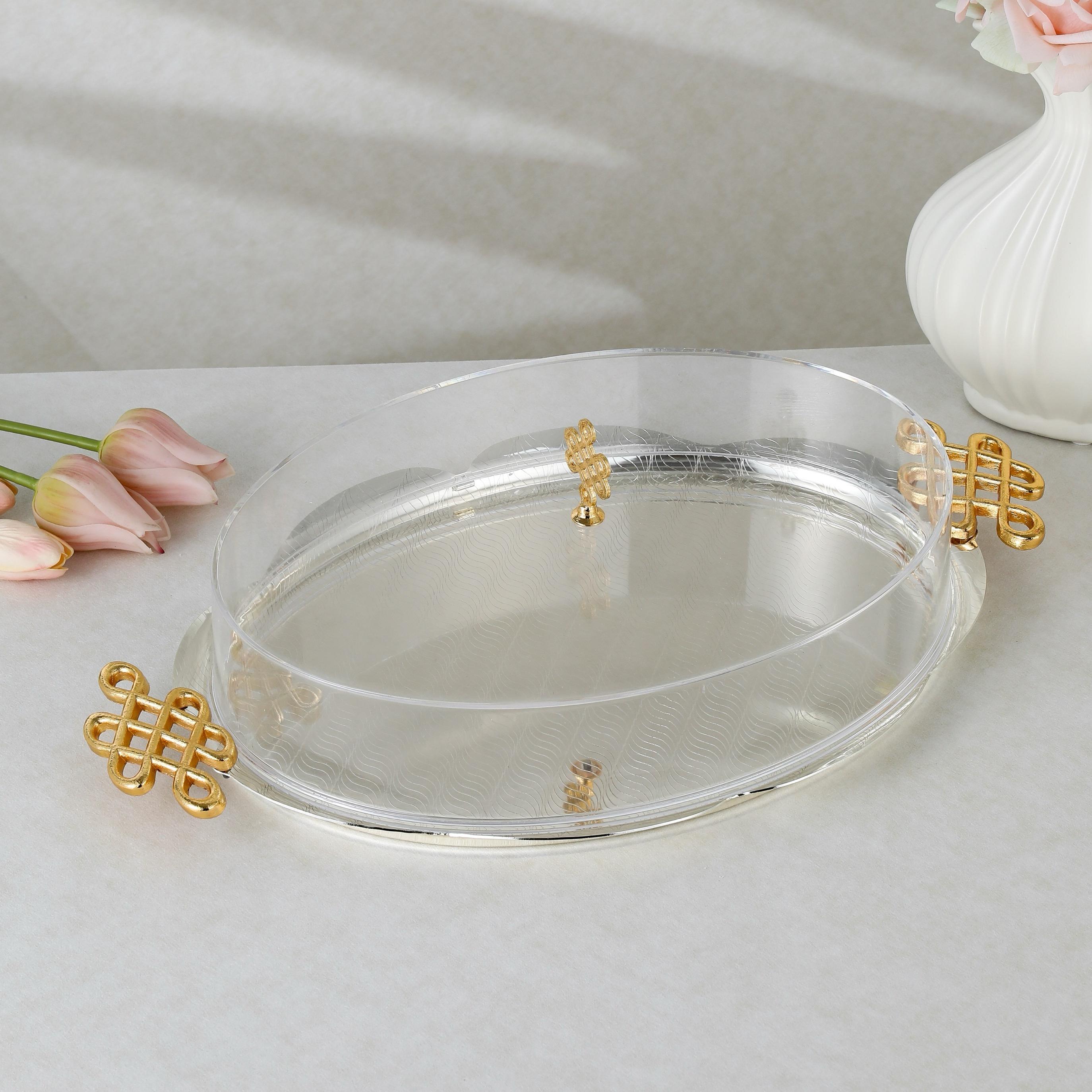 Stainless Steel 2-Piece Serving Tray with Handle and Lid-household-dining-serveware-servingtrays-image-2