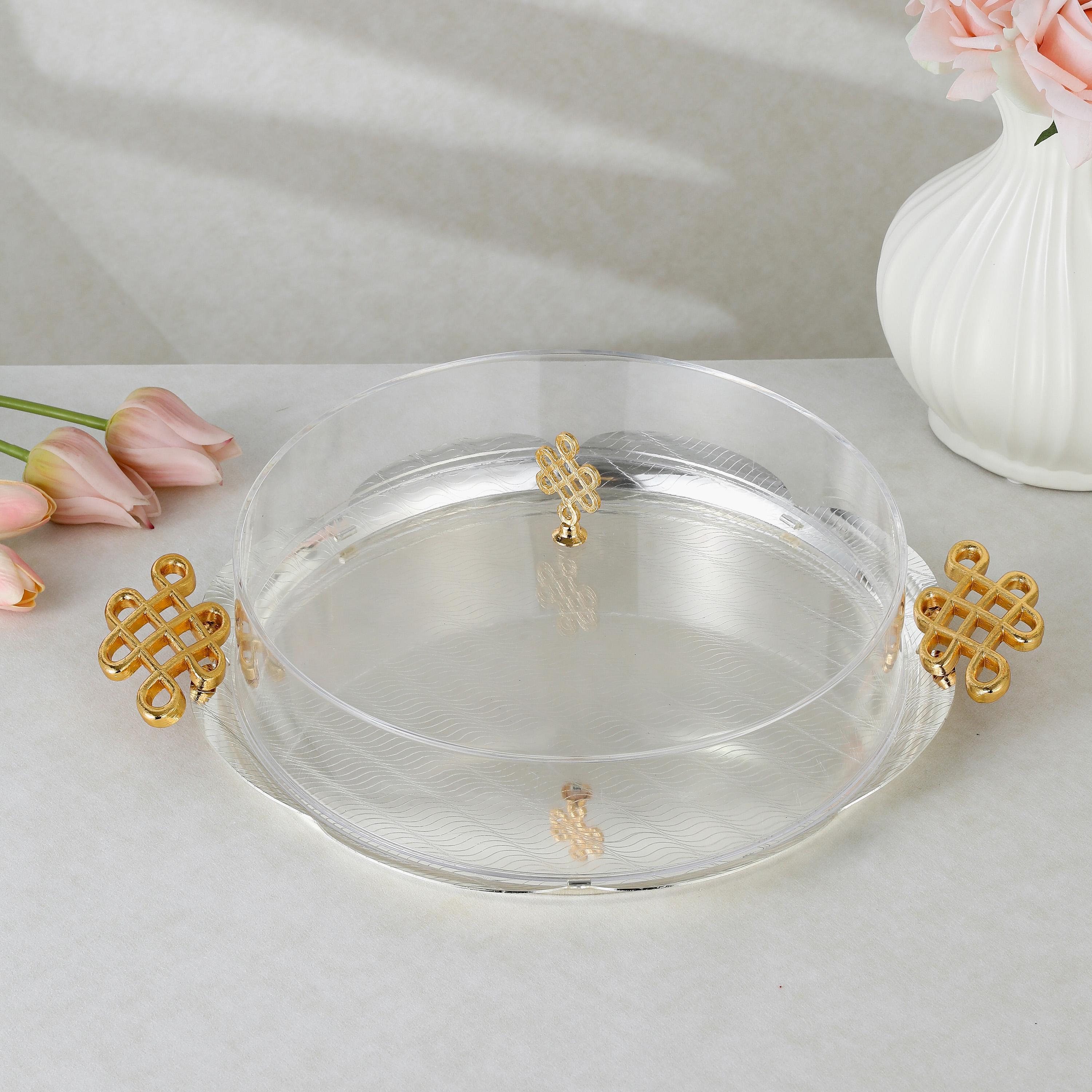 صينية تقديم ديكور بنقوش مع غطاء من أوتانتيك-household-dining-serveware-servingtrays-image-1