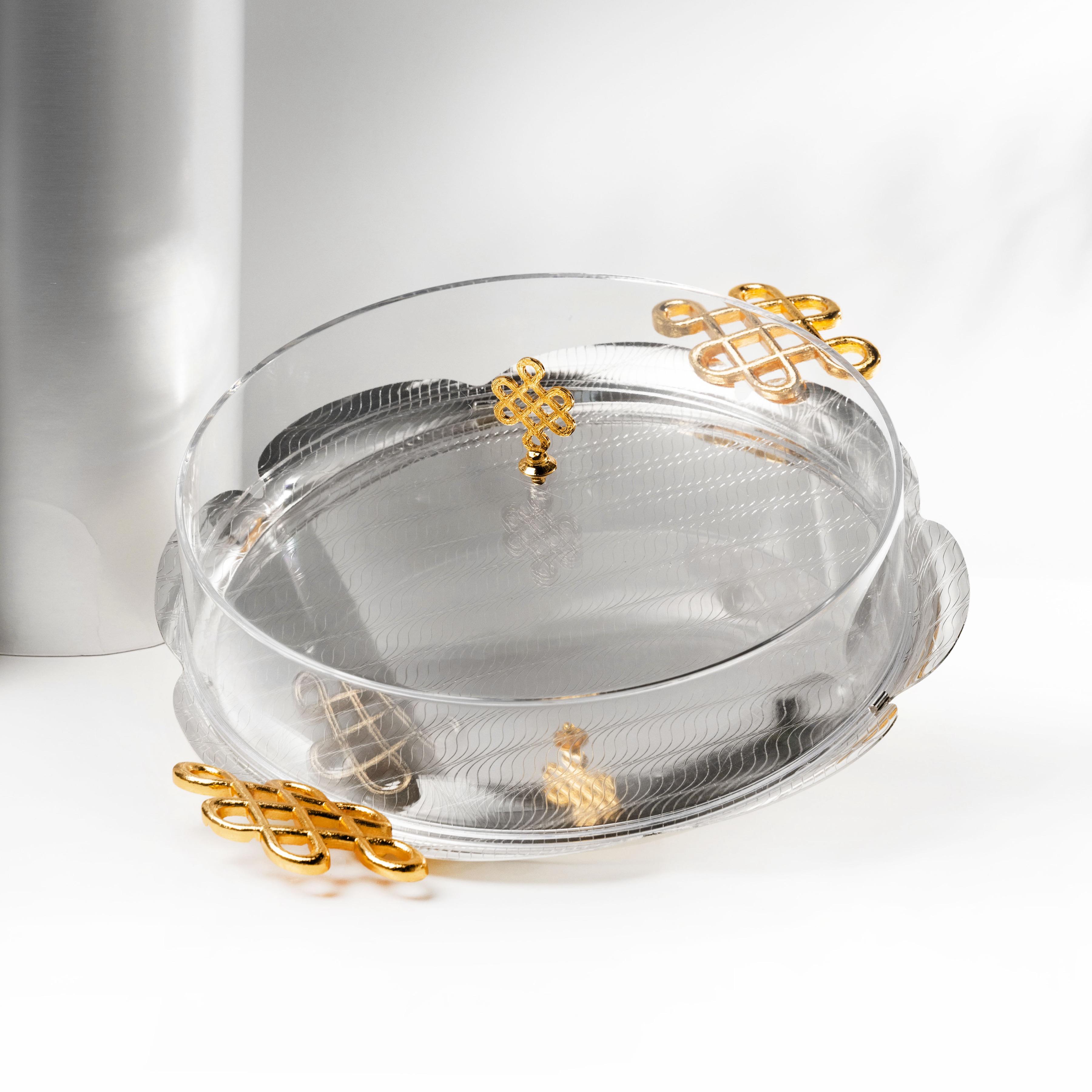 Stainless Steel 2-Piece Serving Tray with Handle and Lid-household-dining-serveware-servingtrays-image-1