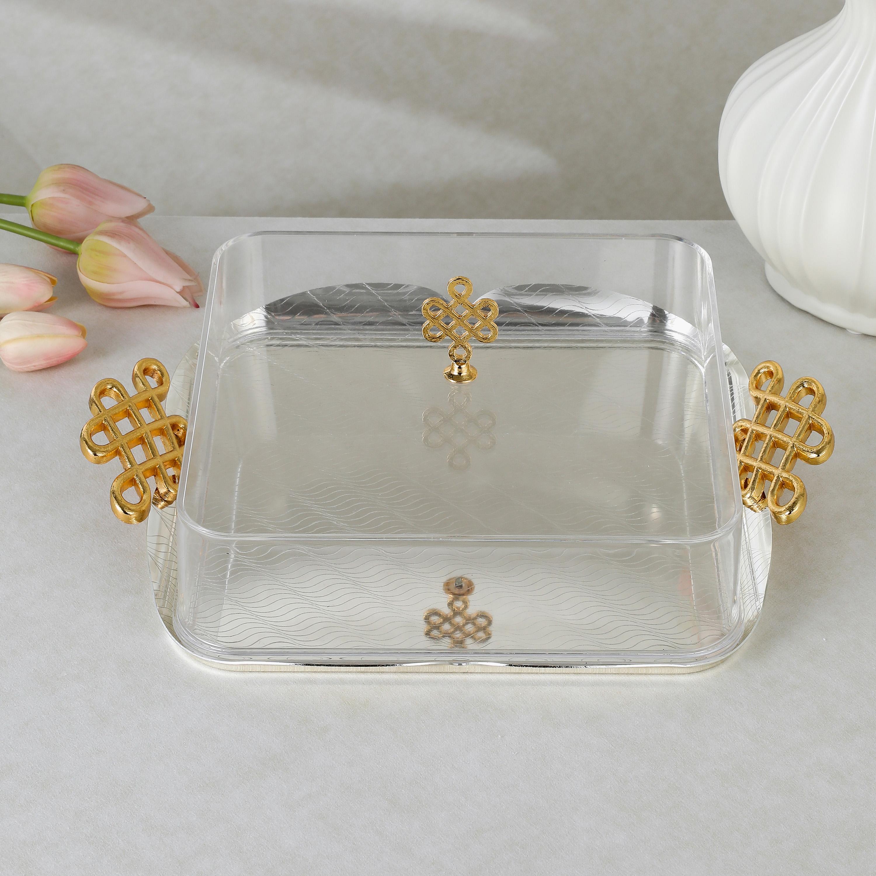 Embossed Decorative Serving Tray with Lid-household-dining-serveware-servingtrays-image-1