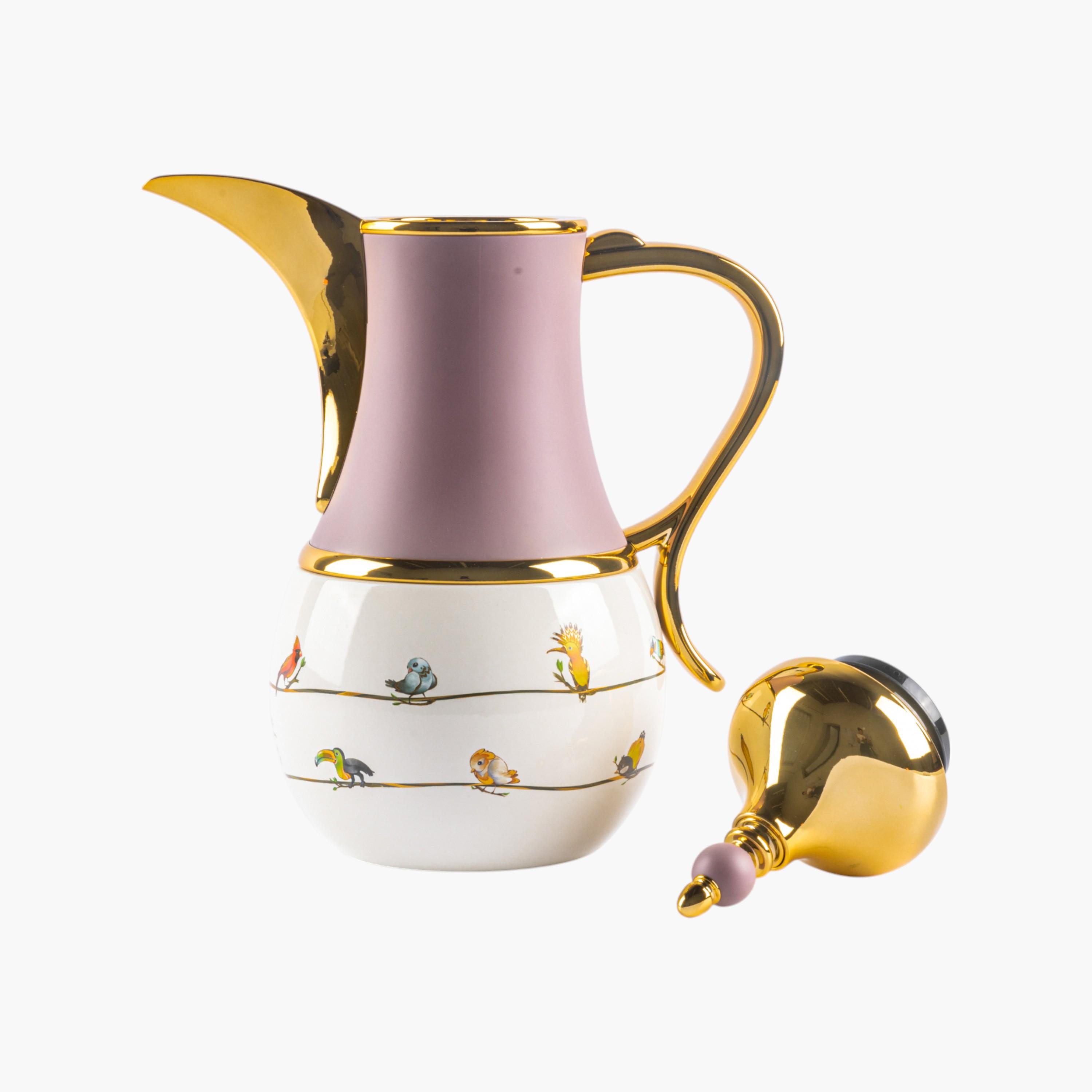 Bird Print Steel Vacuum Flask with Handle-household-dining-teaandcoffee-vacuumflaskscoffeeandteapots-image-4