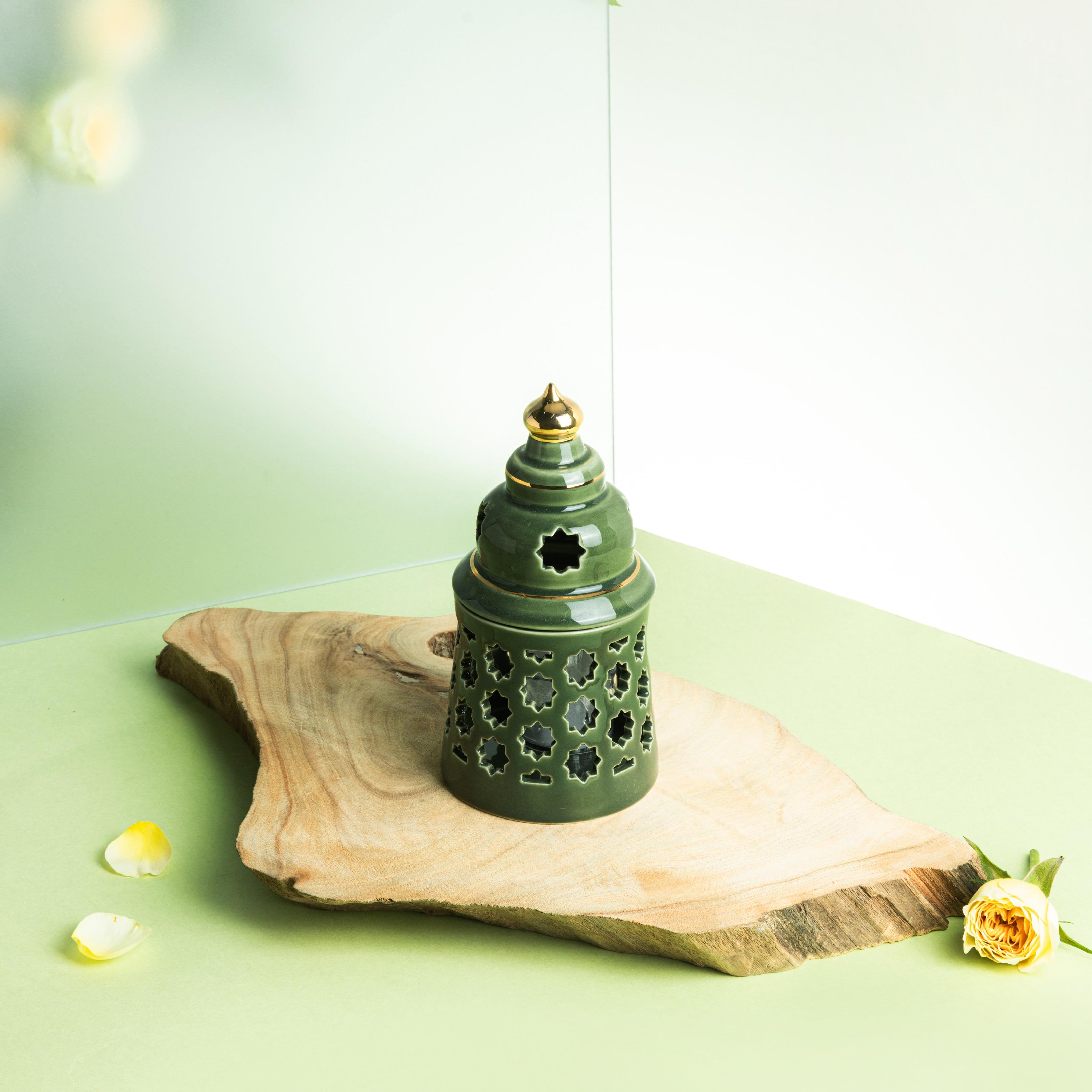 Cutout Detail Porcelain Candleholder with Flameless Candle - 12 cms-household-decor-candleholdersandlanterns-image-1