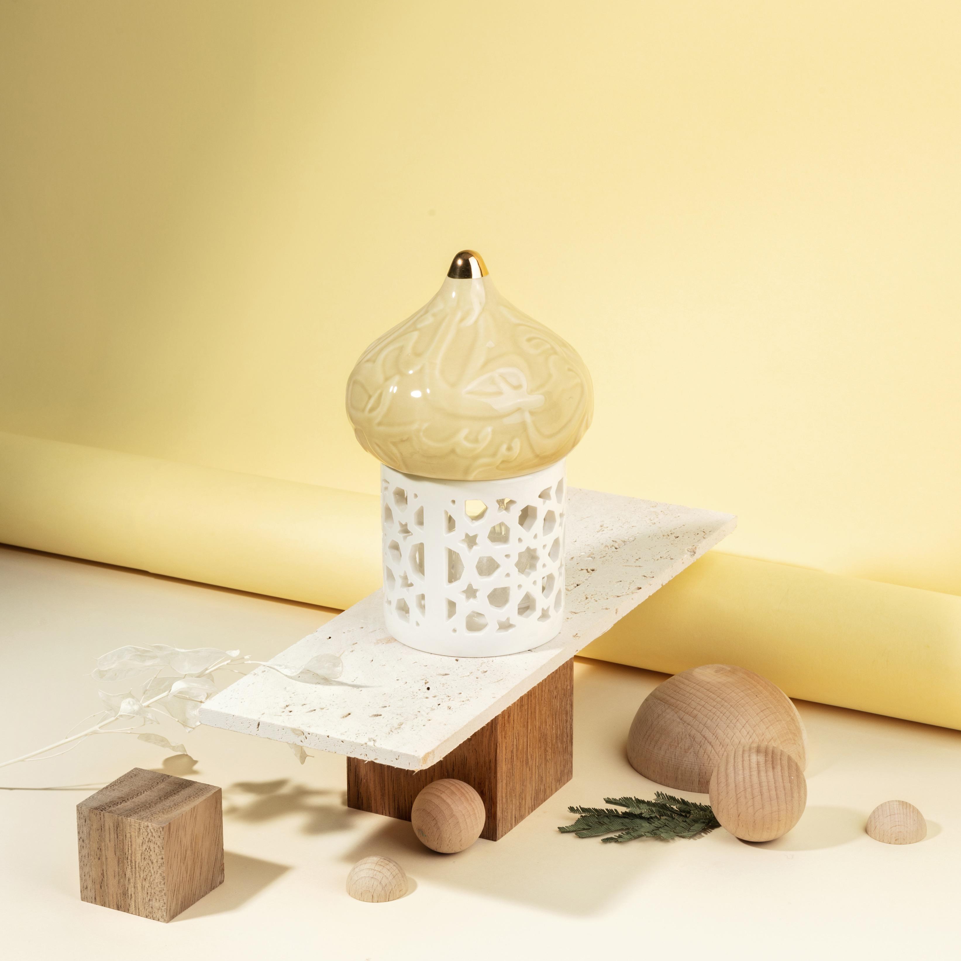 Cutout Detail Porcelain Candleholder - 14 cms-household-decor-candleholdersandlanterns-image-1