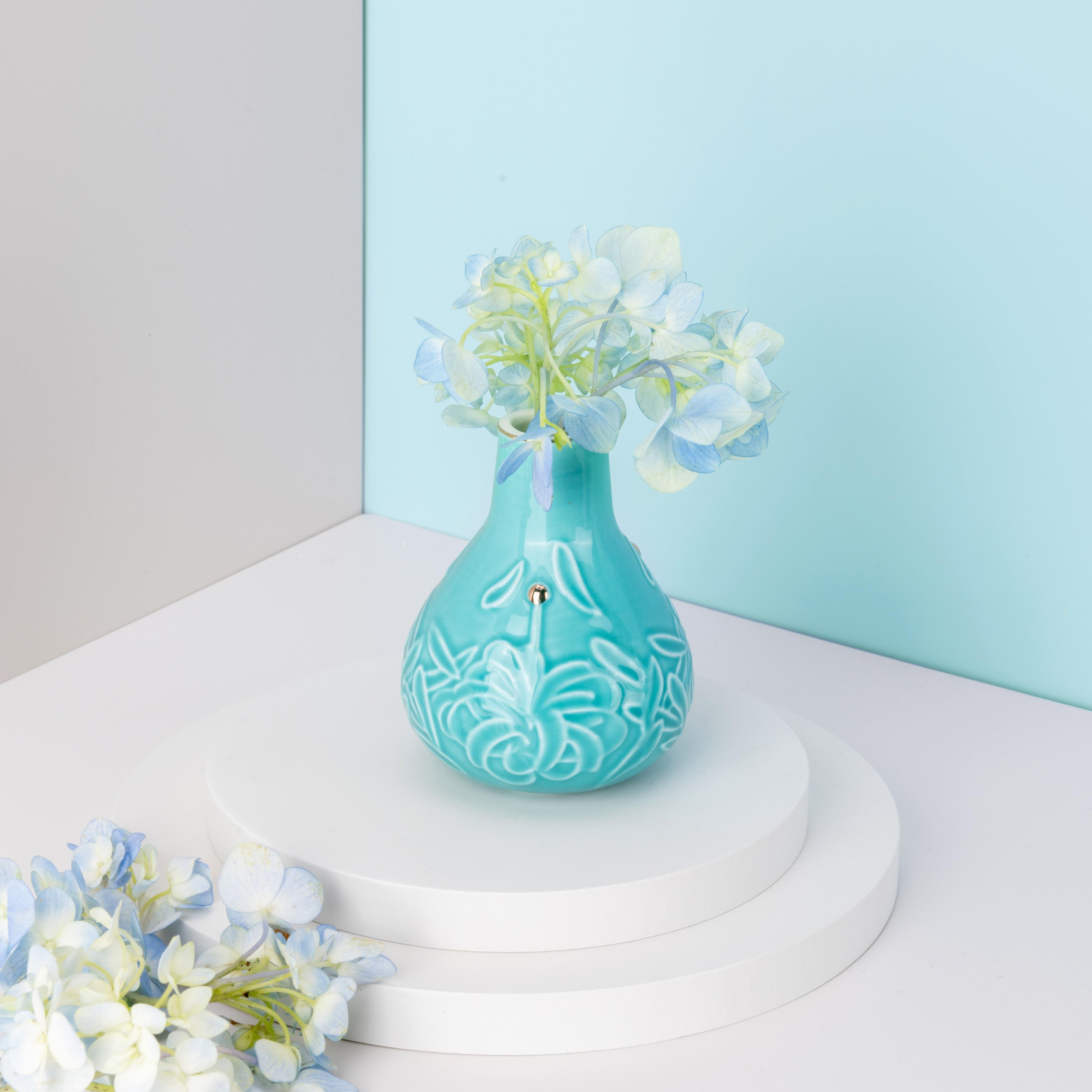 Floral Embossed Vase-household-decor-vasesandbowls-image-1