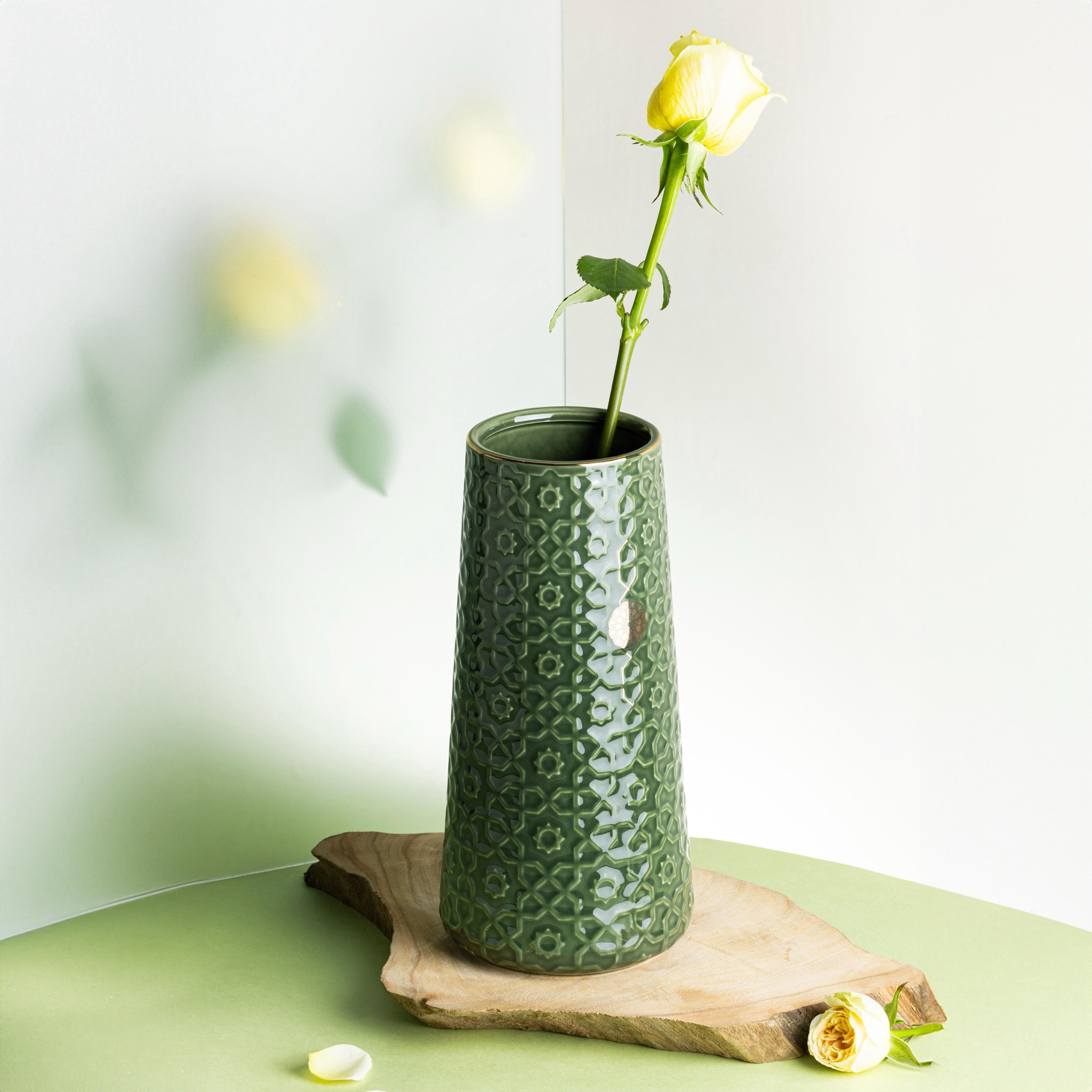 Embossed Ceramic Decorative Vase - 27 cms-household-decor-vasesandbowls-image-1