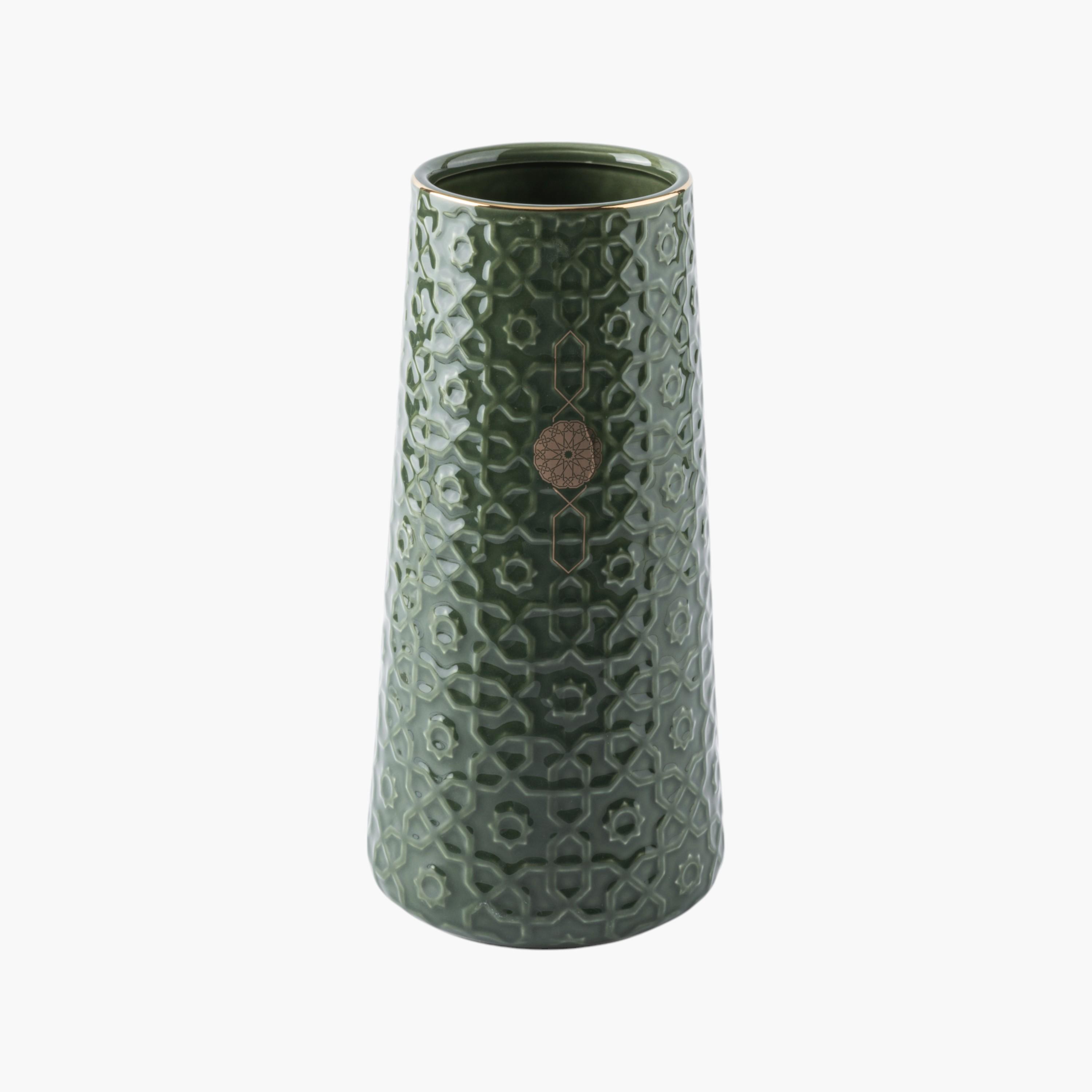 Embossed Ceramic Decorative Vase - 27 cms-household-decor-vasesandbowls-image-2