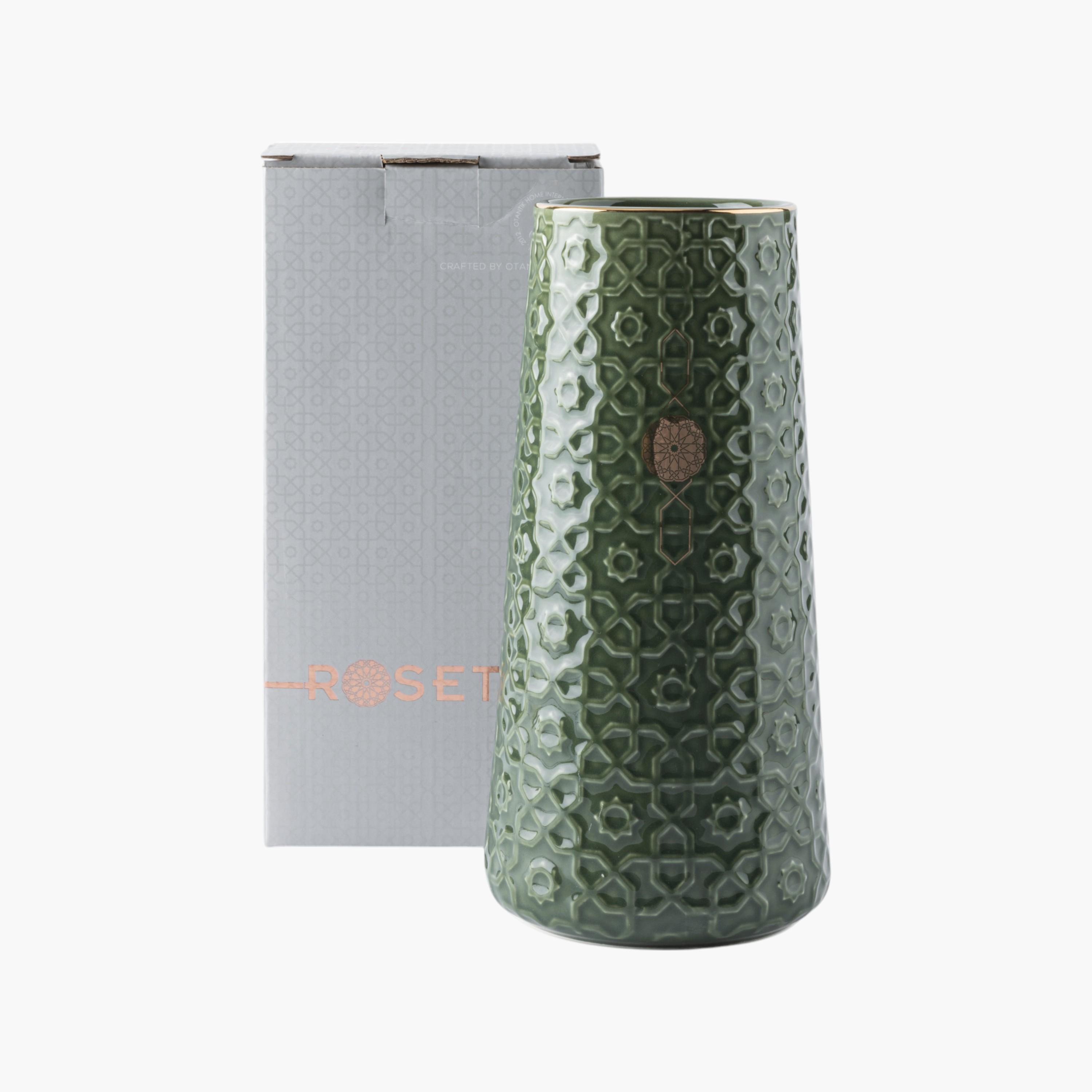 Embossed Ceramic Decorative Vase - 27 cms-household-decor-vasesandbowls-image-3