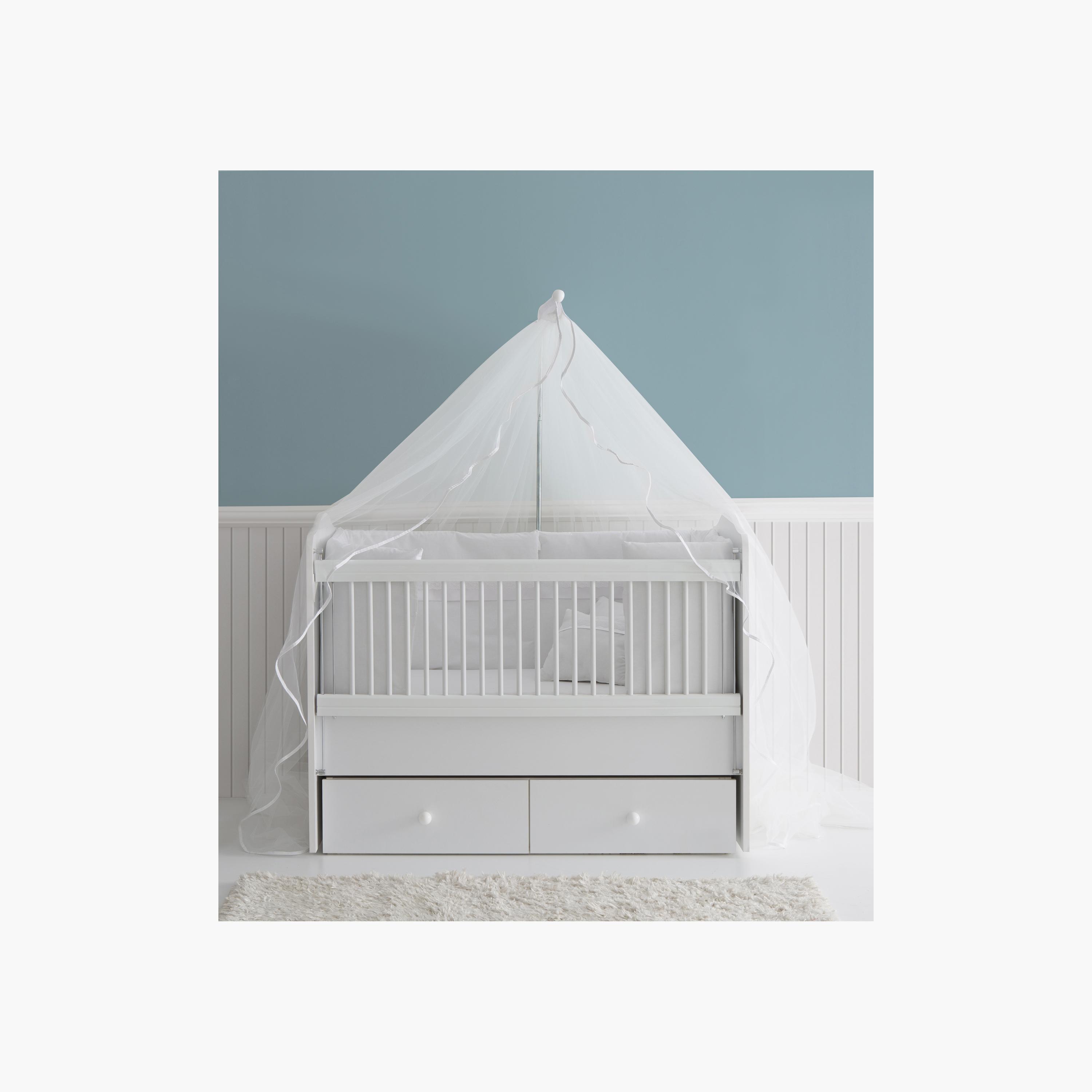 Belis Nino Convertible Baby Bed with Drawers - White-baby-nursery-furniture-cribsandbeds-babycribs-image-1