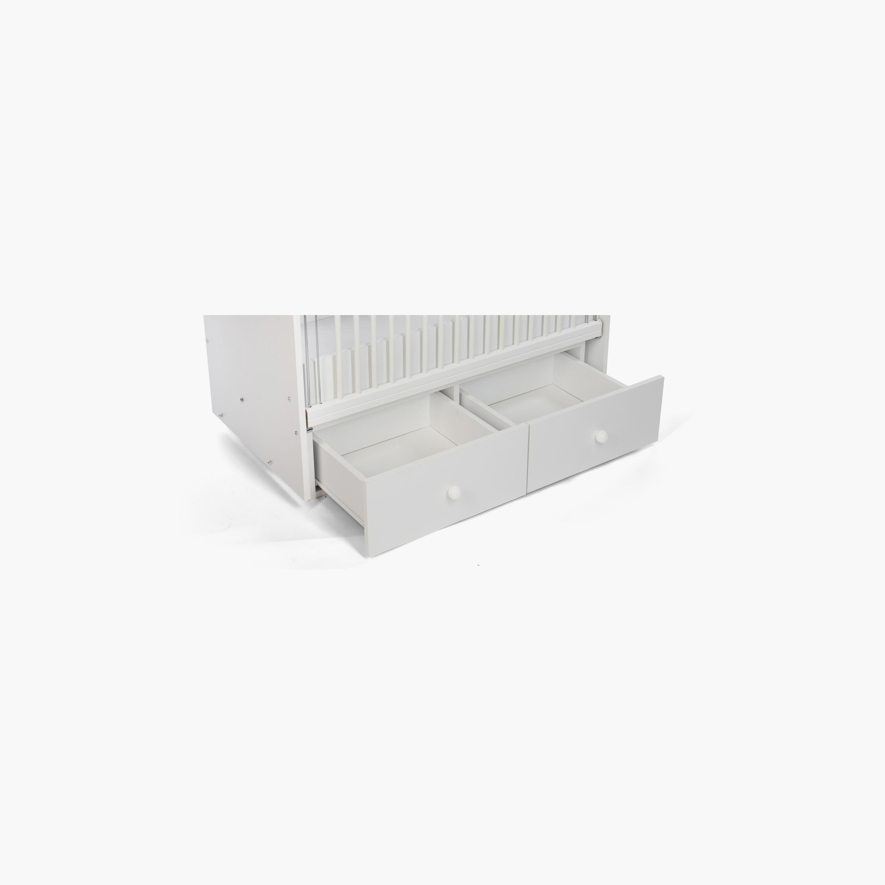 Belis Nino Convertible Baby Bed with Drawers - White-baby-nursery-furniture-cribsandbeds-babycribs-image-2