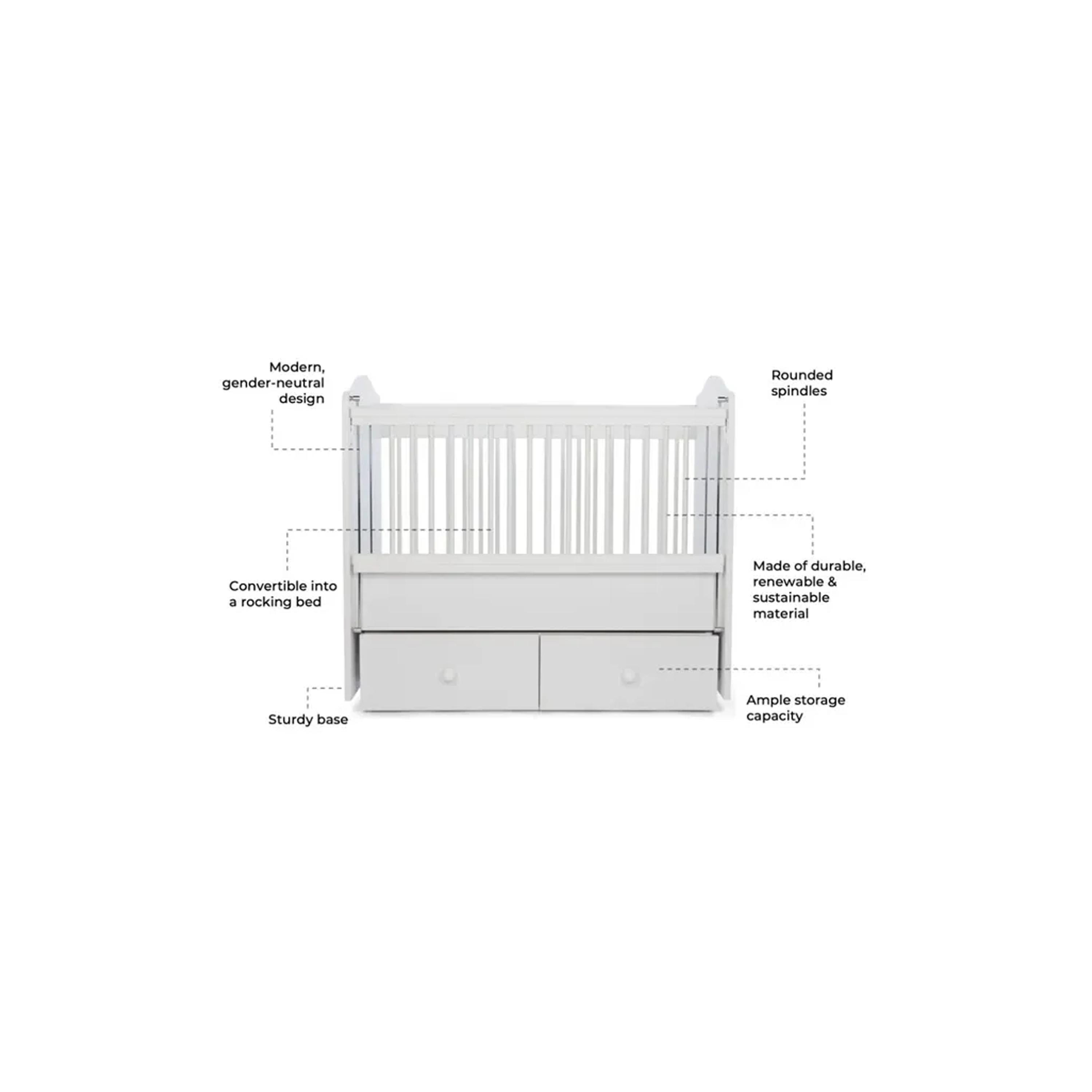Belis Nino Convertible Baby Bed with Drawers - Dove - 50 x 100 cm-baby-nursery-furniture-cribsandbeds-beds-image-10