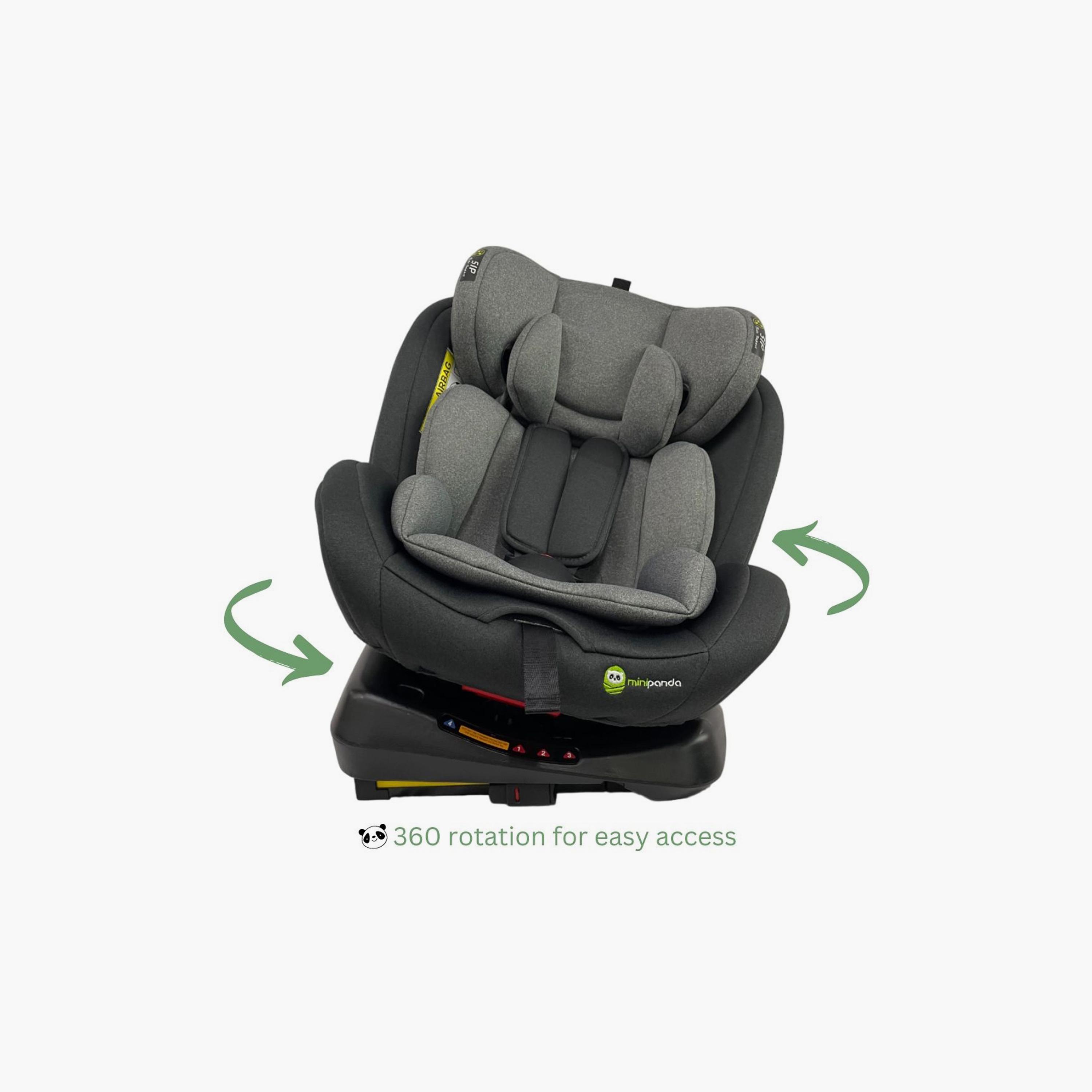 مقعد سيارة كاي دوار 360 درجة مع نظام آيزوفيكس من ميني باندا - فحمي - 0 إلى 12 سنة-baby-gear-carseats-image-2