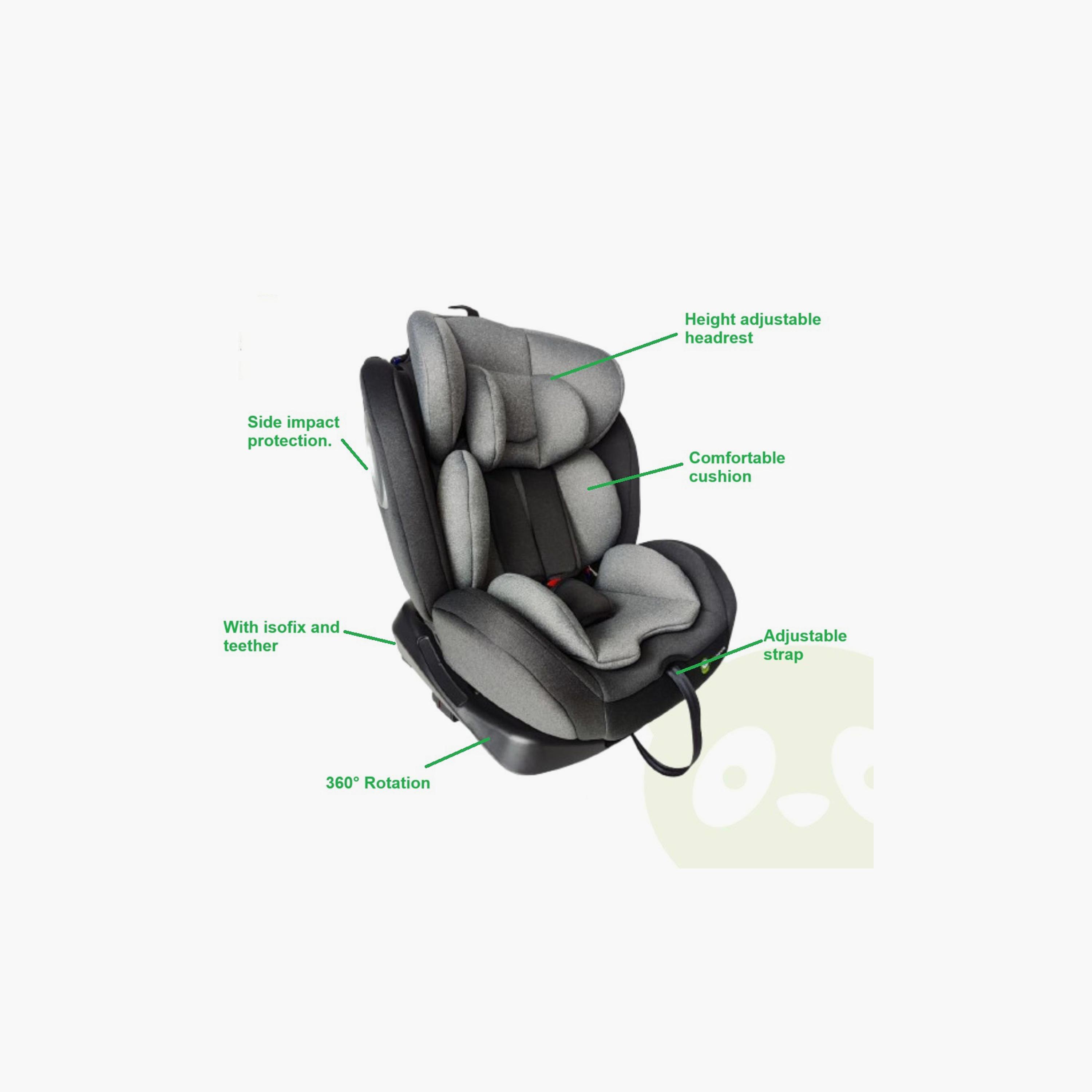 مقعد سيارة كاي دوار 360 درجة مع نظام آيزوفيكس من ميني باندا - فحمي - 0 إلى 12 سنة-baby-gear-carseats-image-5