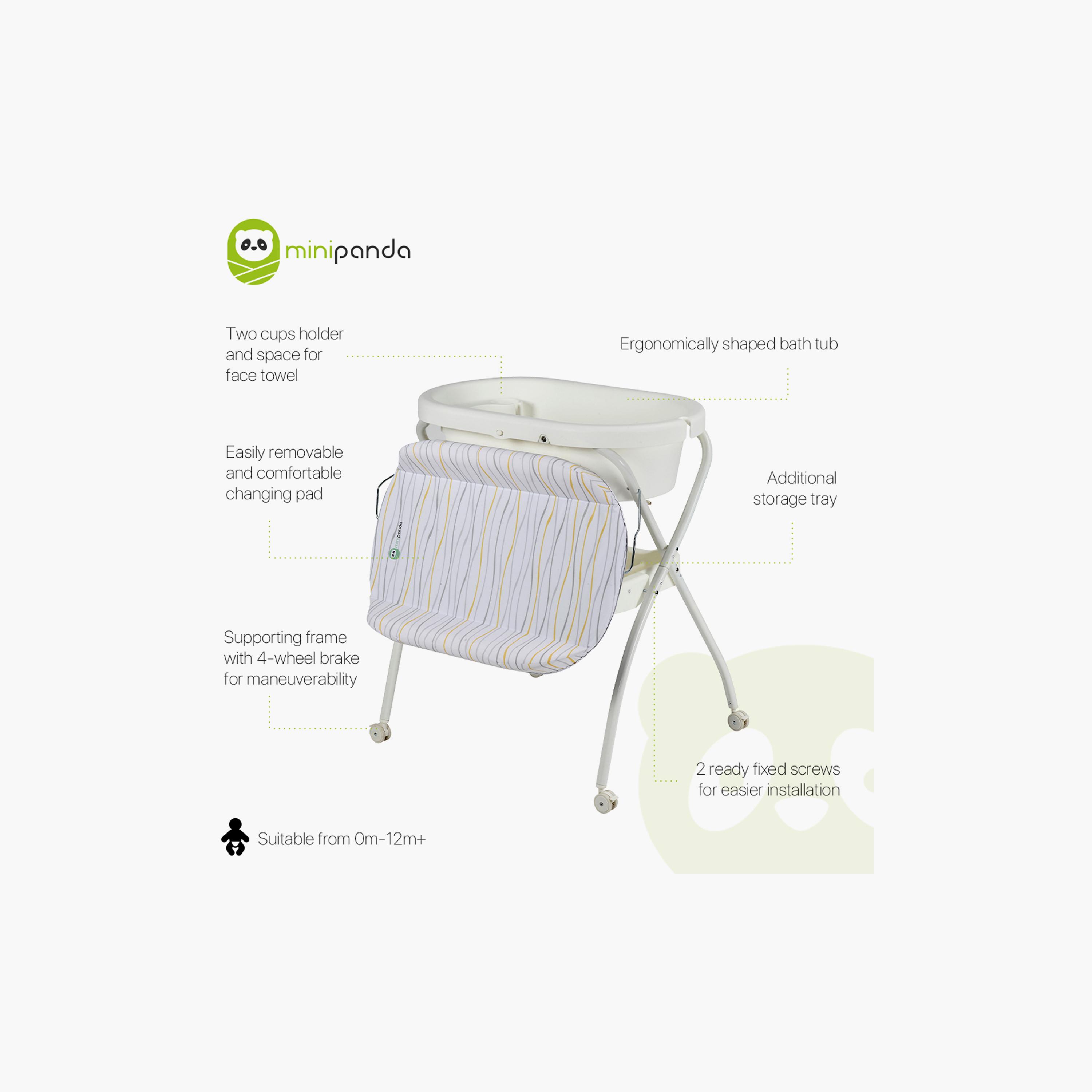 Mini Panda First Bubbly Changing Bath & Tidy Tray - Grey - 0-12 Months-baby-bathandcare-changingtables-image-6