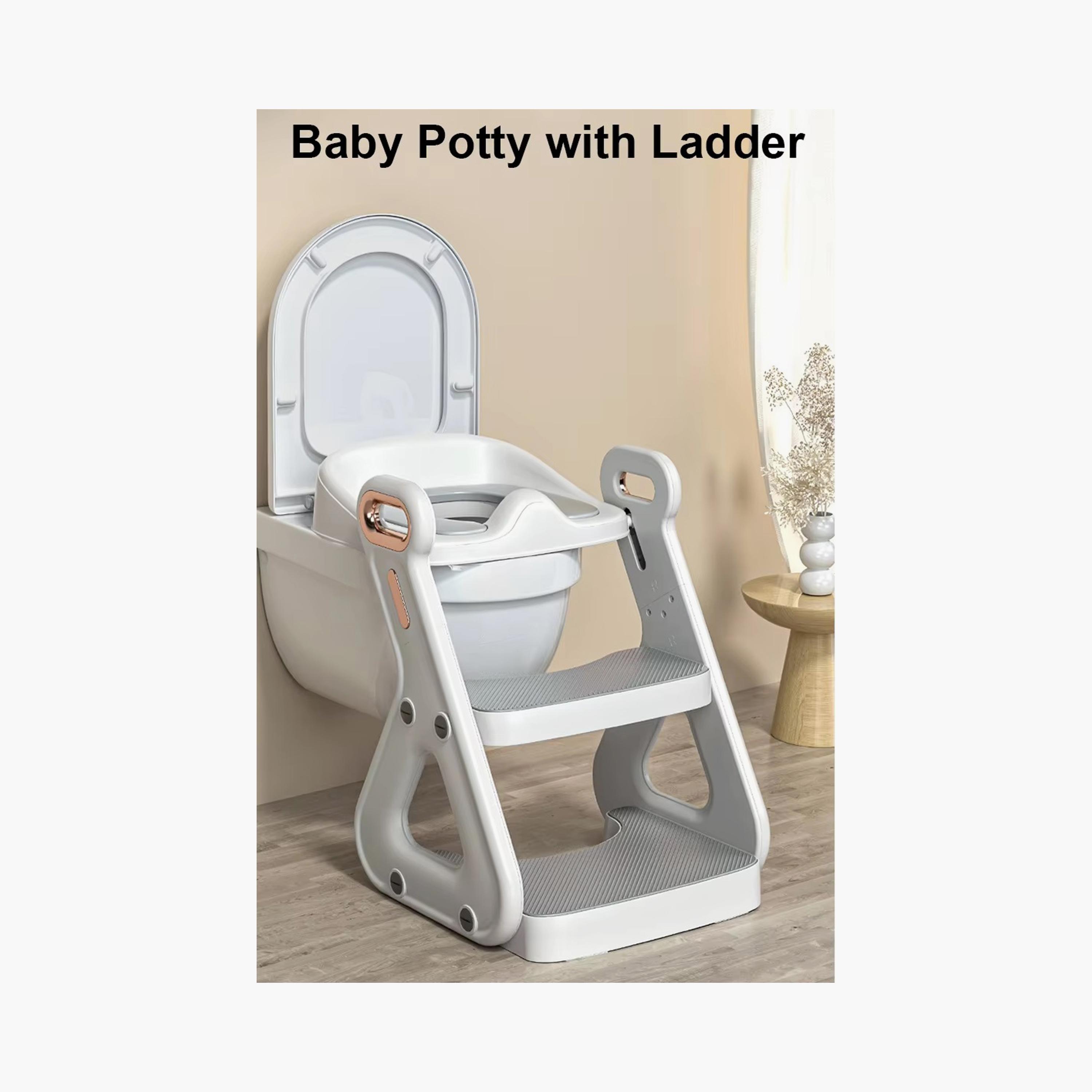 Mini Panda Little Tots Potty Training Seat with Ladder - Snow White - 1-4 Years-baby-diapering-pottytraining-image-3