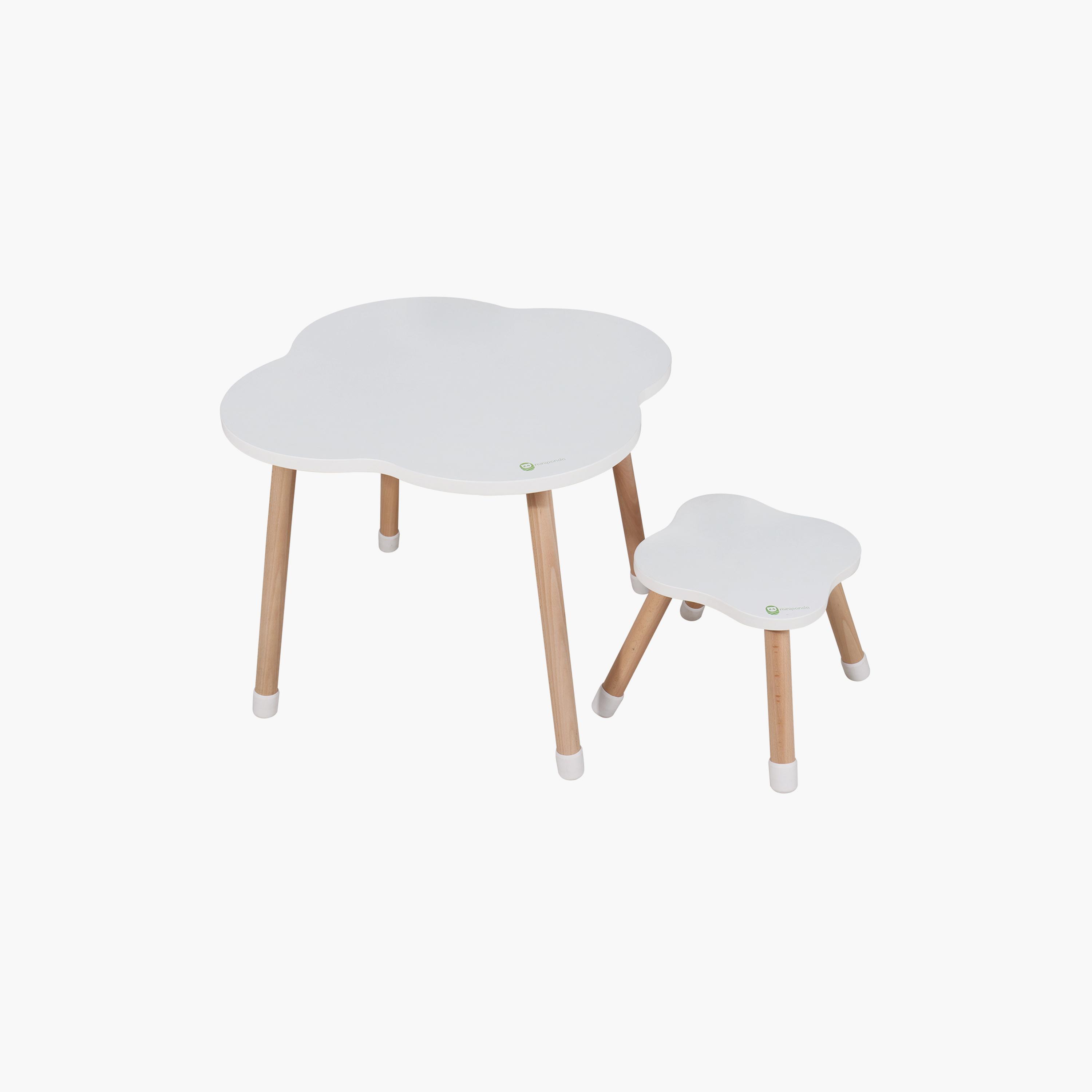 Mini Panda Clovercharm Wooden Table & Chair Set - Pure Ivory - 2-8 Years-baby-nursery-furniture-chairsandtables-image-1