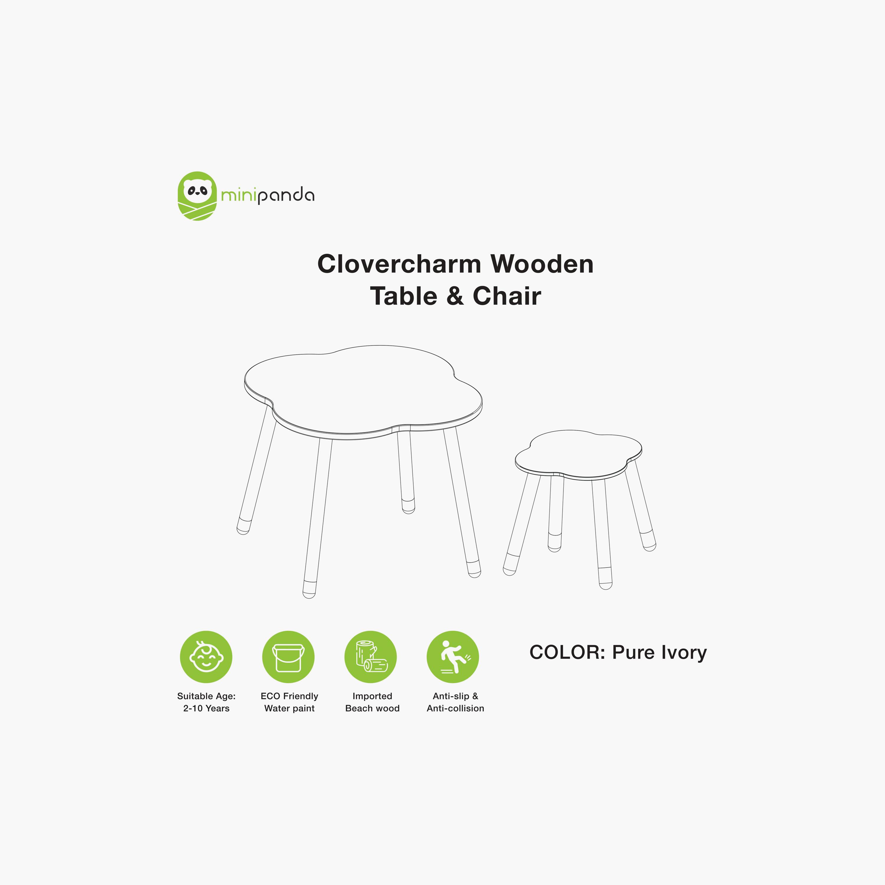 Mini Panda Clovercharm Wooden Table & Chair Set - Pure Ivory - 2-8 Years-baby-nursery-furniture-chairsandtables-image-4