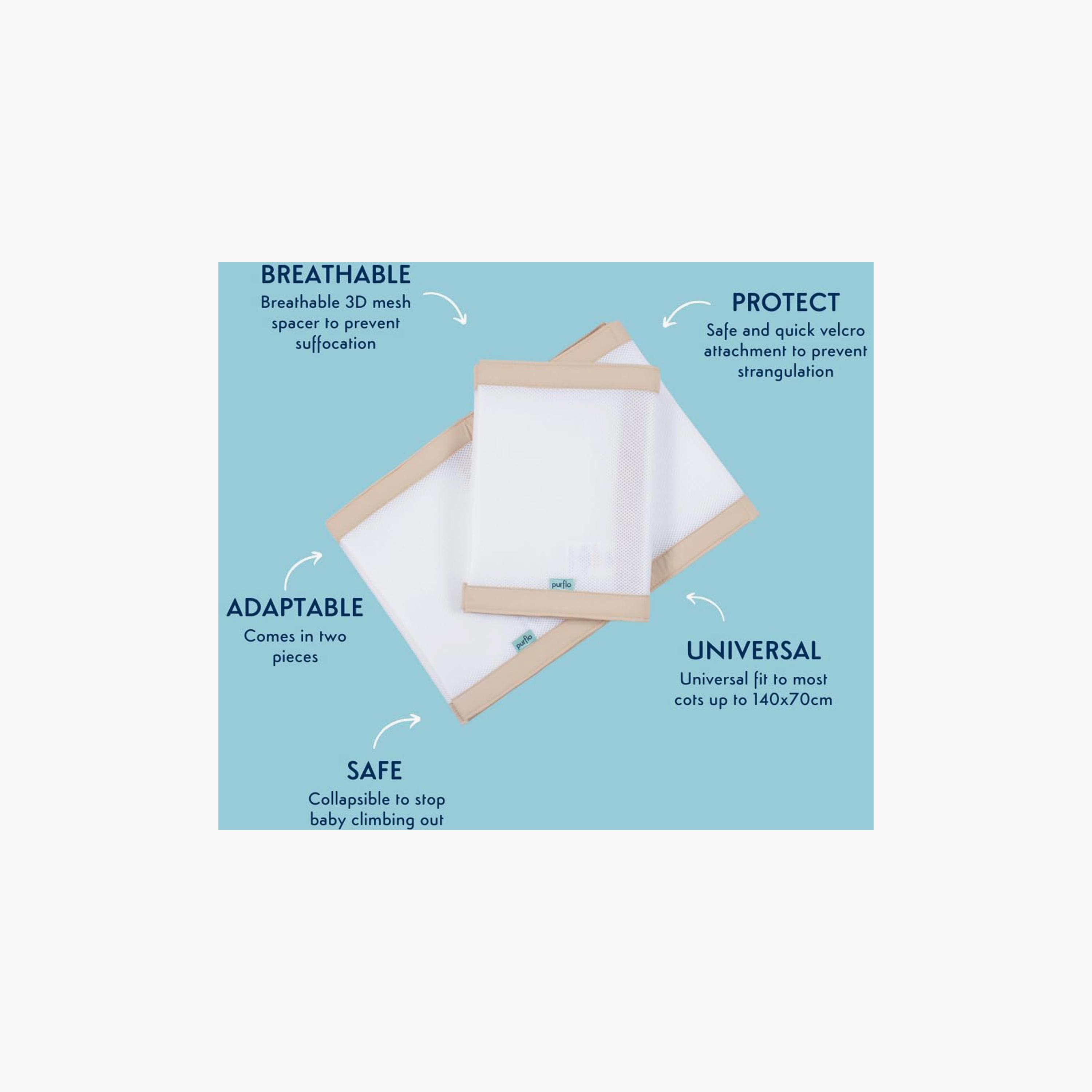 Purflo 2-Piece Breathable Cot Bumper Wraps - Hazel - 0 Months+-baby-nursery-furniture-cribsandbeds-cribaccessories-image-7