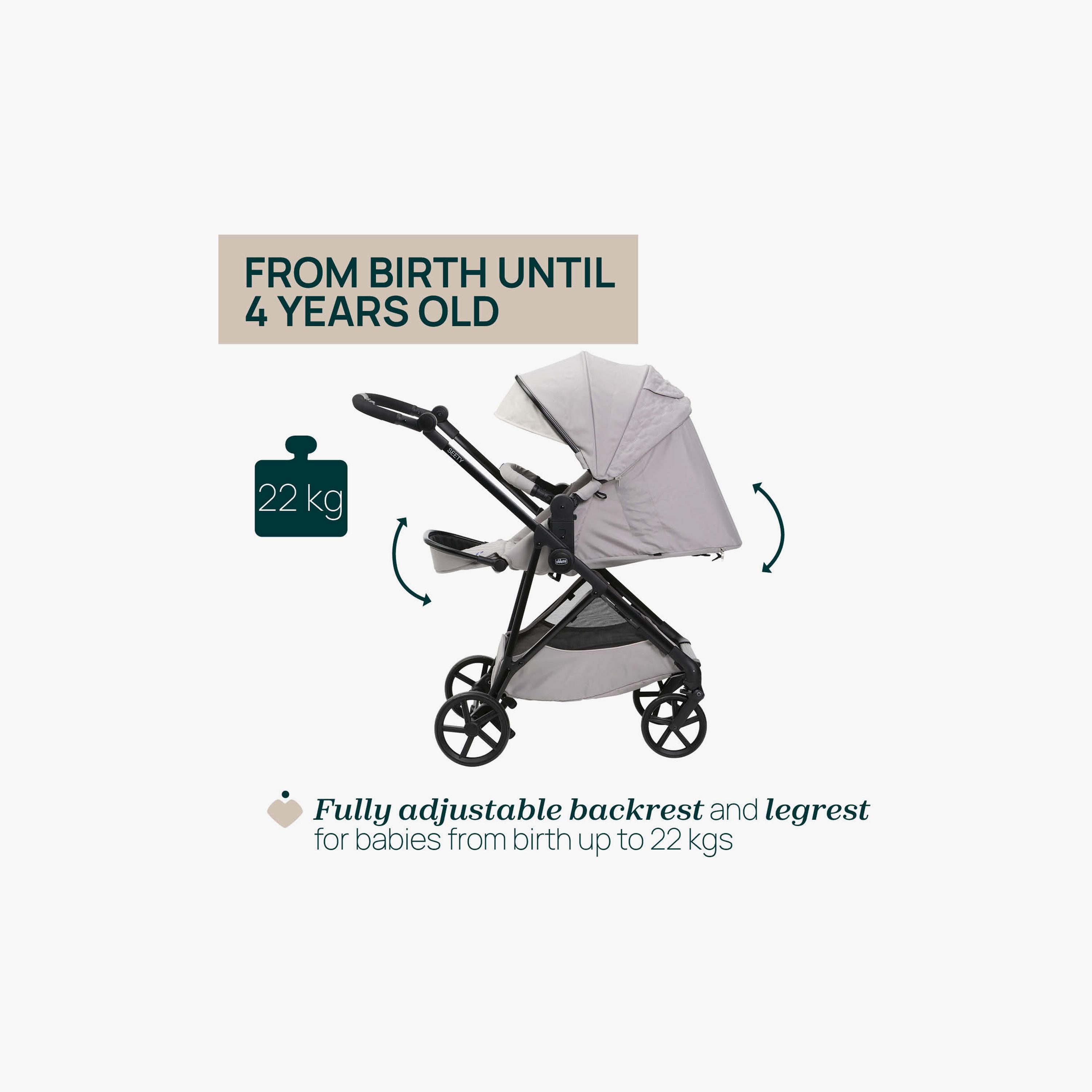Chicco Smart & Compact Foldable Seety Stroller - Florence Beige - 0-22kg - 0-4 Years-baby-gear-strollersandprams-strollers-image-13