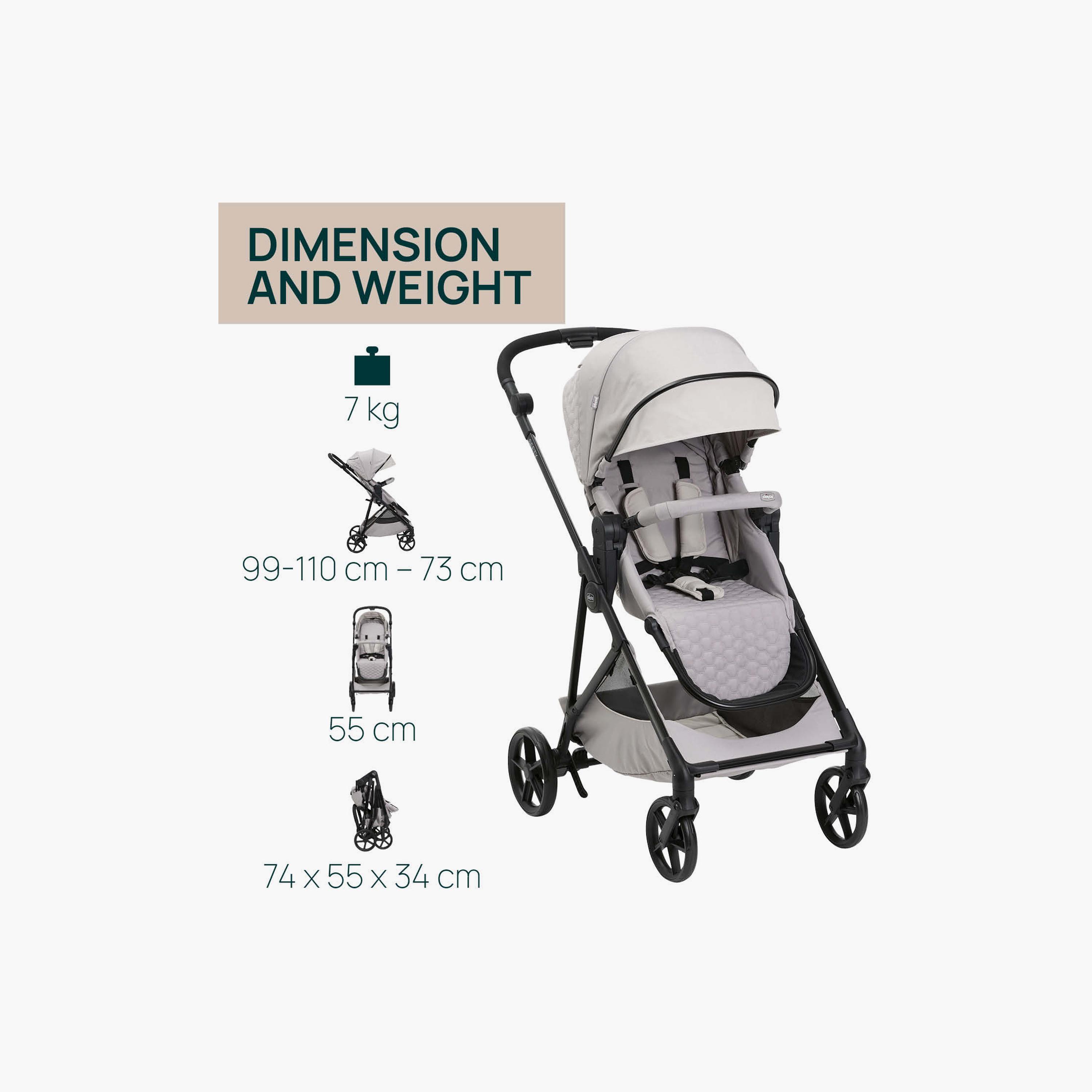 Chicco Smart & Compact Foldable Seety Stroller - Florence Beige - 0-22kg - 0-4 Years-baby-gear-strollersandprams-strollers-image-2