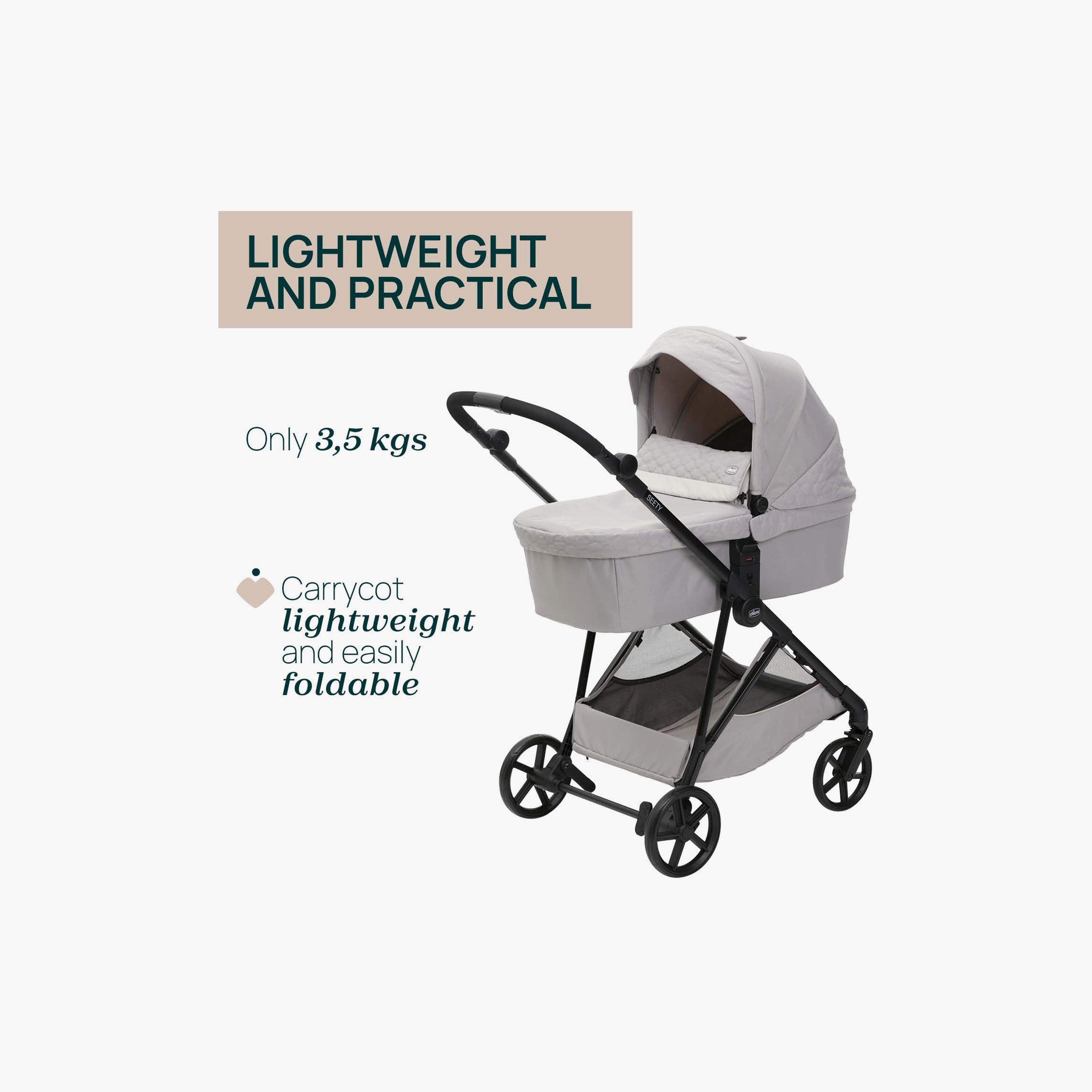Chicco Smart & Compact Foldable Seety Stroller - Florence Beige - 0-22kg - 0-4 Years-baby-gear-strollersandprams-strollers-image-4