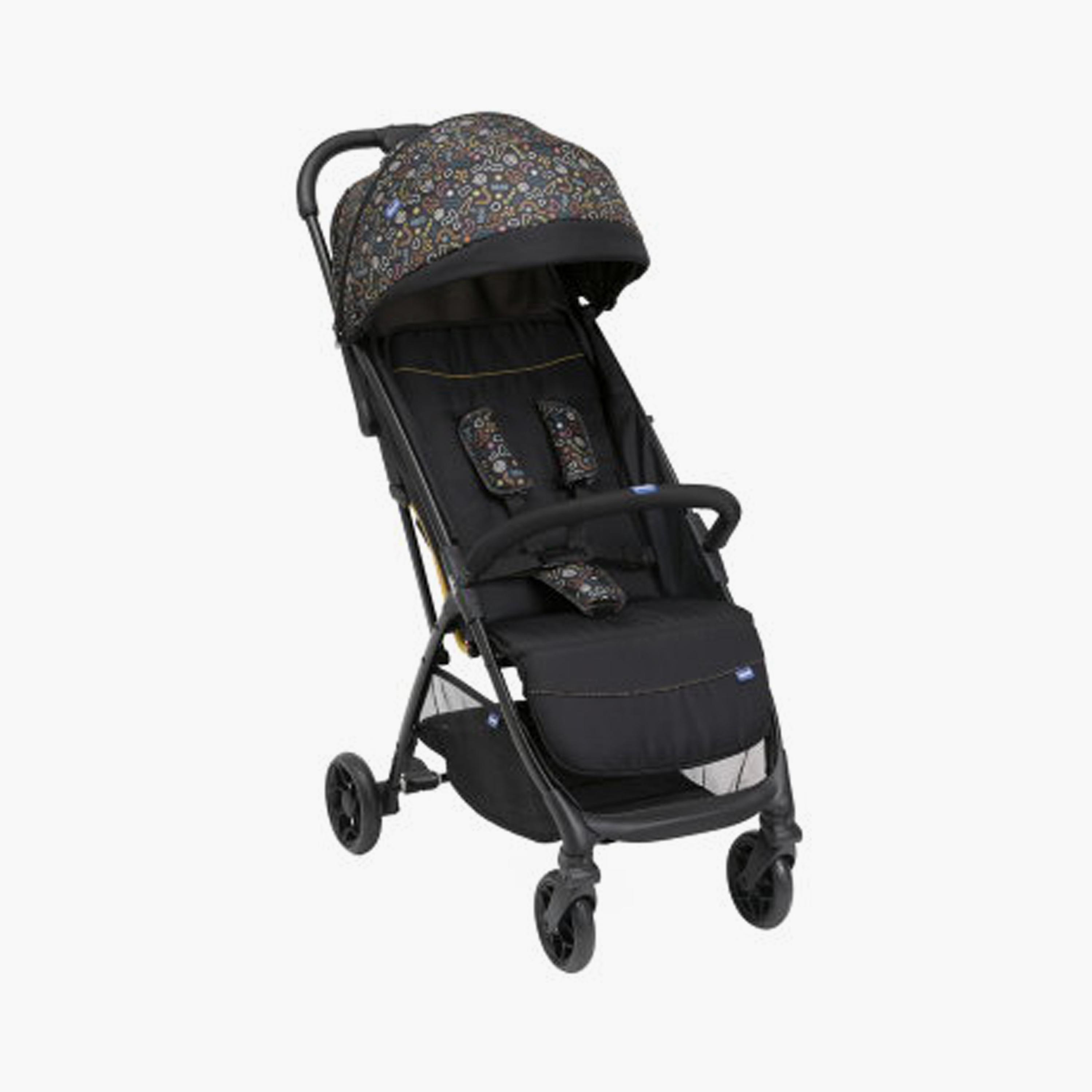 Chicco Self Foldable Glee Stroller with Rain Cover - Playful Black - 0-22kg -0-4 years-baby-gear-strollersandprams-strollers-image-1