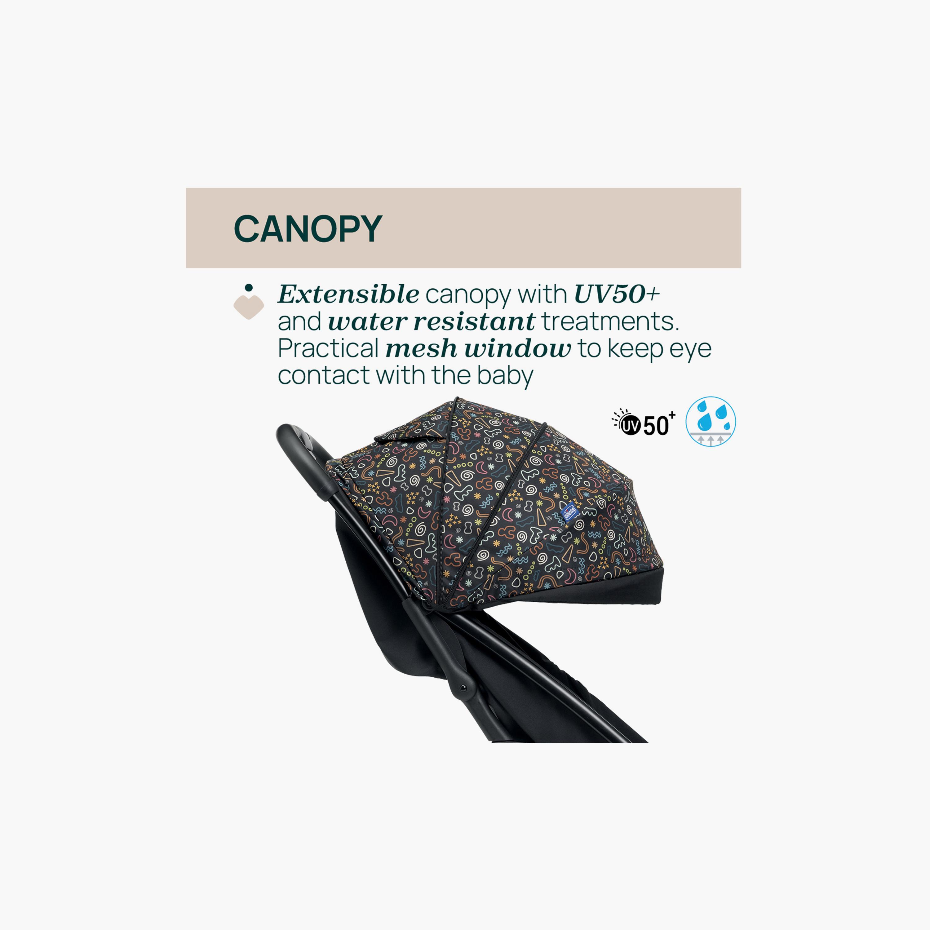 Chicco Self Foldable Glee Stroller with Rain Cover - Playful Black - 0-22kg -0-4 years-baby-gear-strollersandprams-strollers-image-3