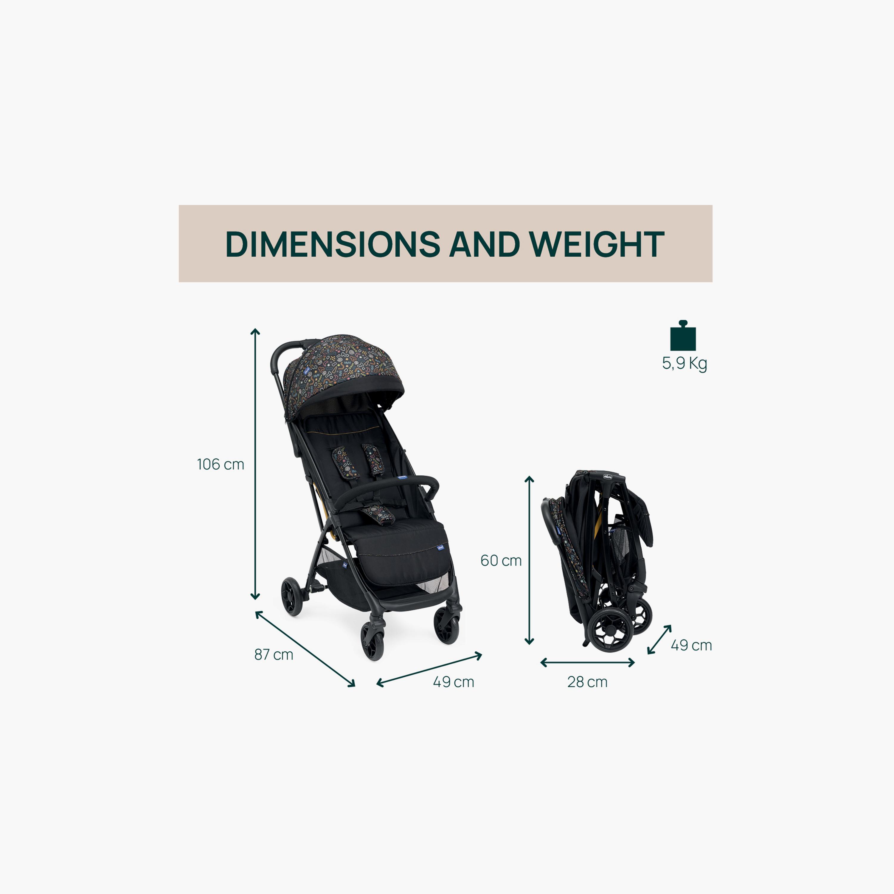 Chicco Self Foldable Glee Stroller with Rain Cover - Playful Black - 0-22kg -0-4 years-baby-gear-strollersandprams-strollers-image-5