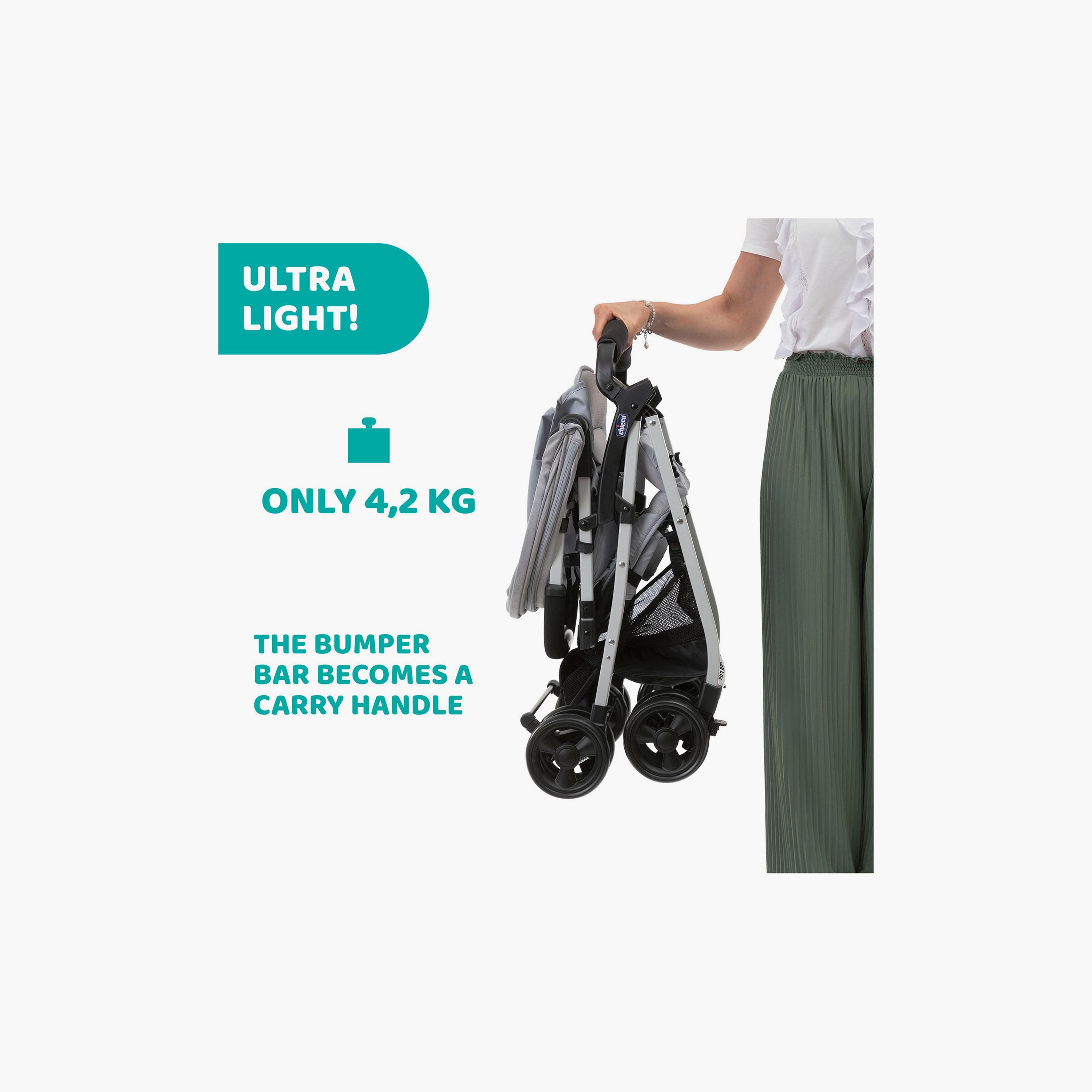 Chicco Ultra Light Ohlala 3 Stroller with Full Size Rain Cover - Grey Mist - 0-20kg - 0-3 Years-baby-gear-strollersandprams-strollers-image-8