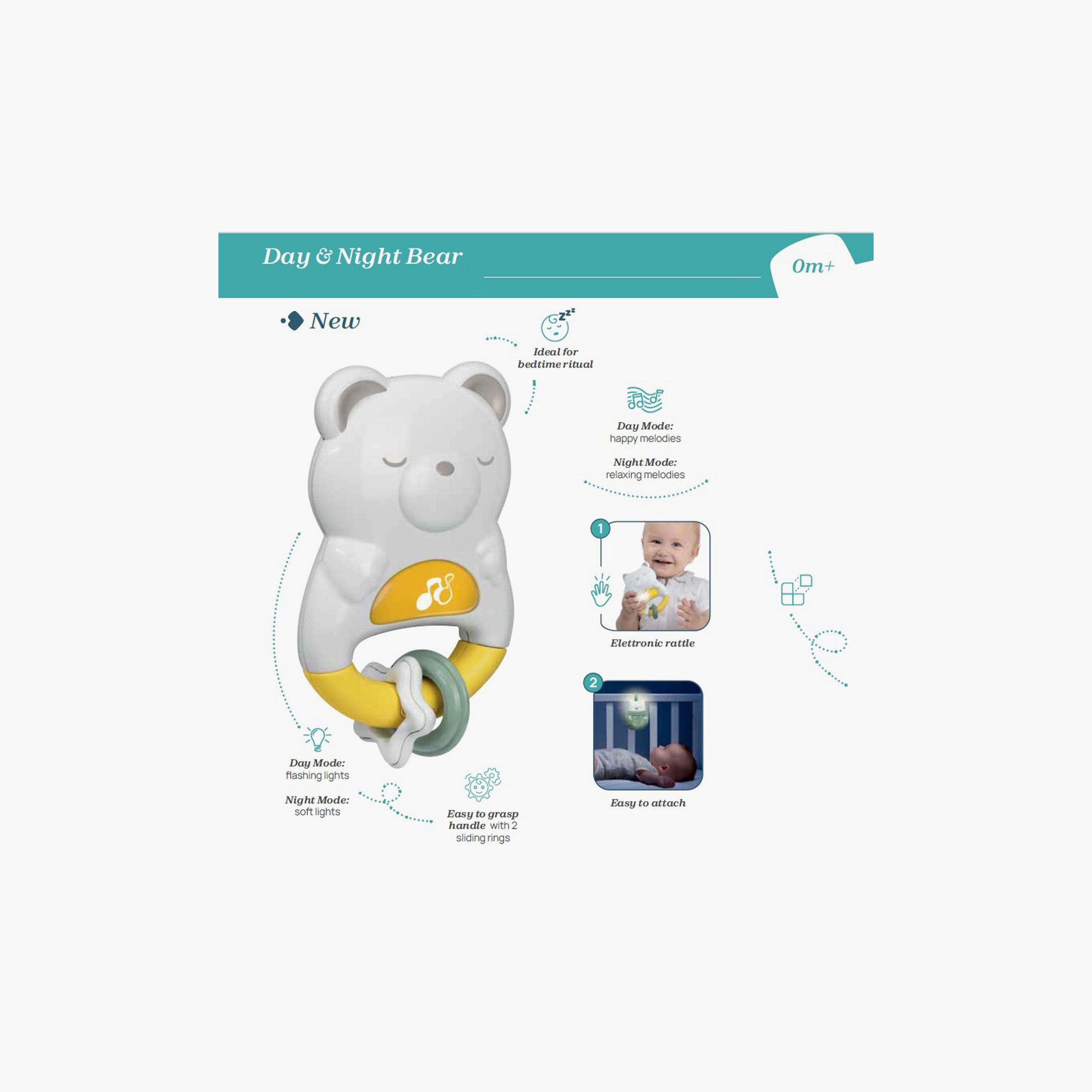 Chicco Day & Night Bear Electronic Rattle - 0 Months+-toys-babyandtoddlertoys-lightsandmusicaltoys-image-7