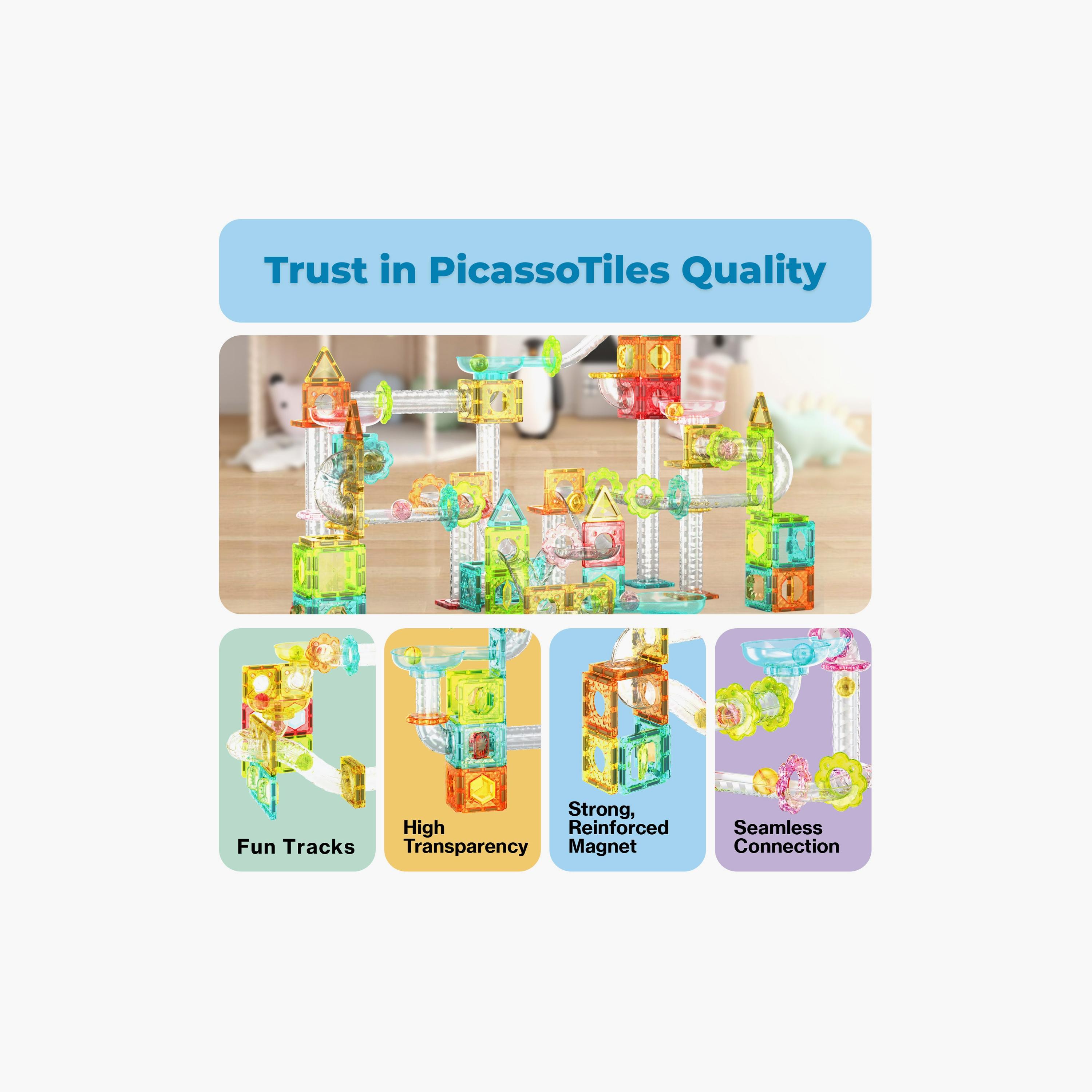 Picasso Tiles 60-Piece Mini Diamond Series Magnetic Marbel Run Track Set-toys-buildingblocks-magnetictoys-image-6