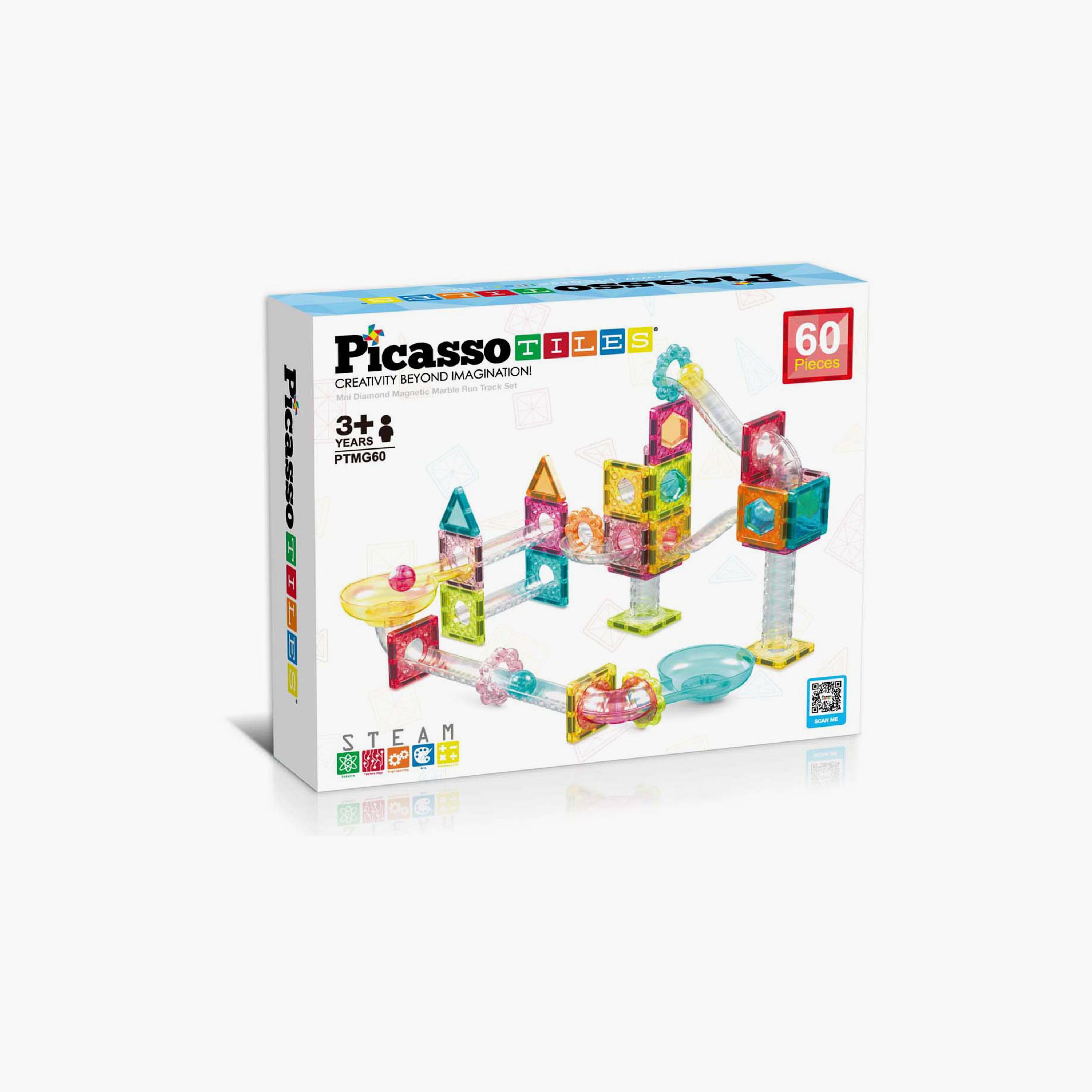 Picasso Tiles 60-Piece Mini Diamond Series Magnetic Marbel Run Track Set-toys-buildingblocks-magnetictoys-image-7