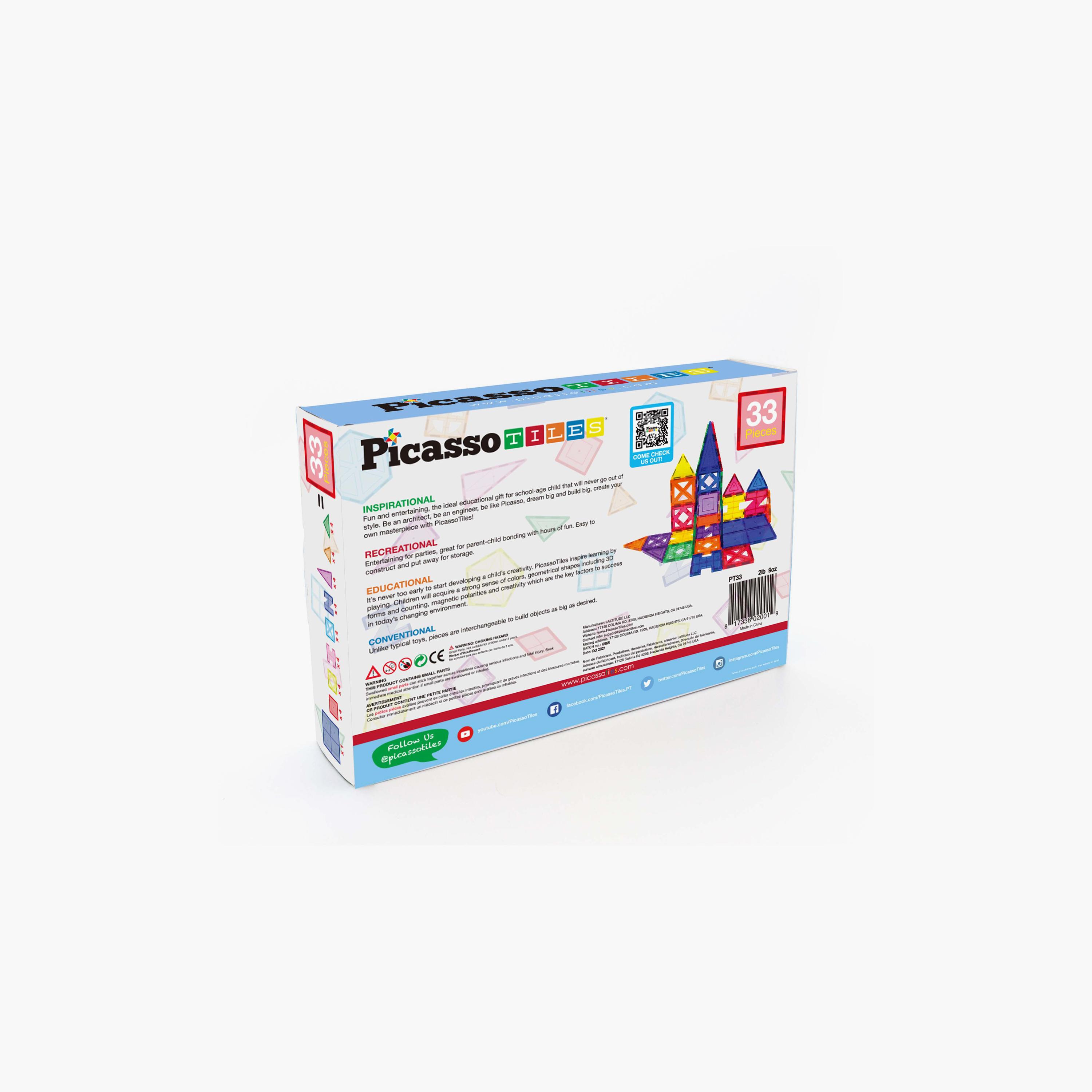 Picasso Tiles 33-Piece Magnetic Educational Building Tile Set-toys-buildingblocks-magnetictoys-image-3