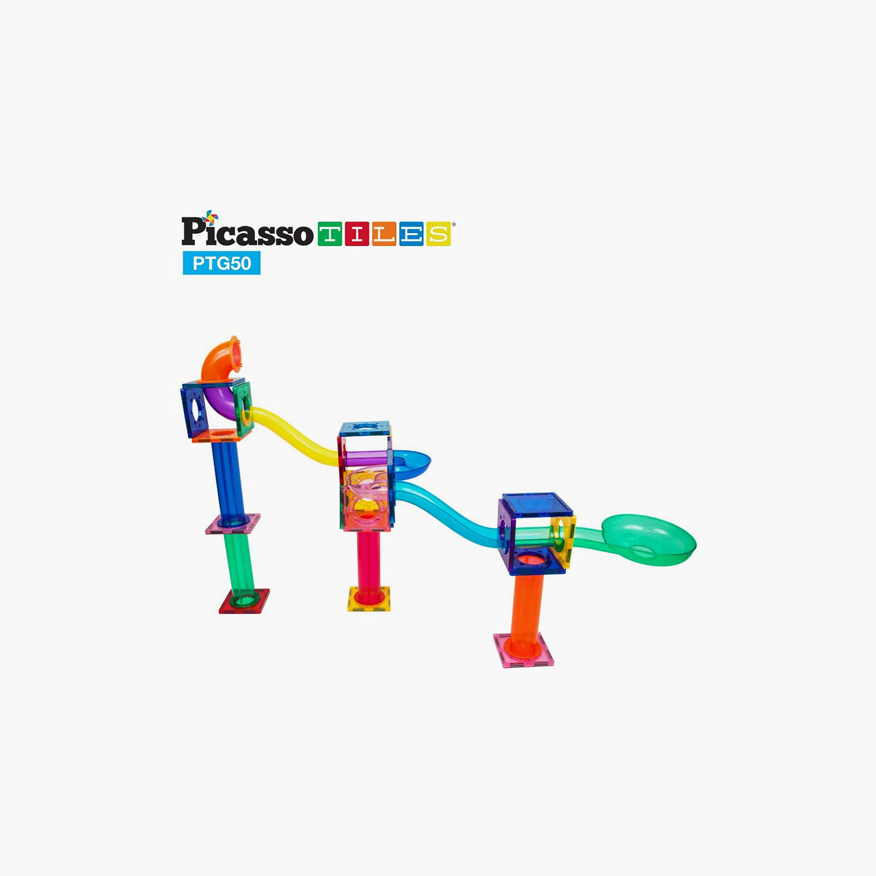 Picasso Tiles 50-Piece Marble Run Magnetic Tile Race Track Toy Play Set-toys-buildingblocks-magnetictoys-image-6