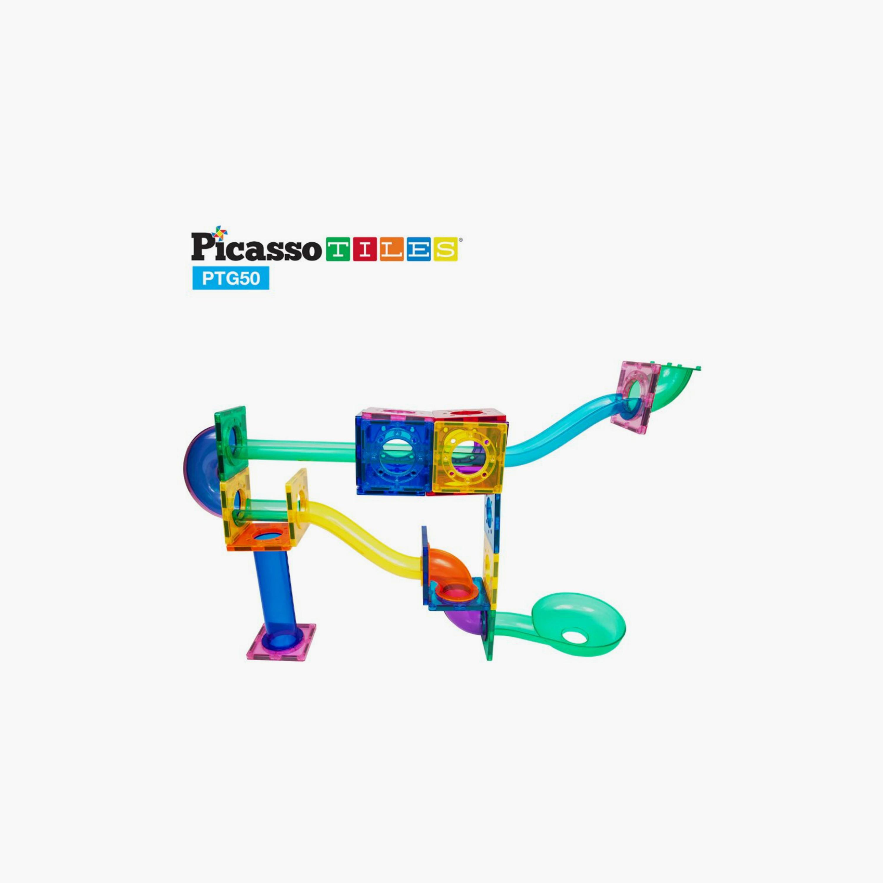 Picasso Tiles 50-Piece Marble Run Magnetic Tile Race Track Toy Play Set-toys-buildingblocks-magnetictoys-image-8