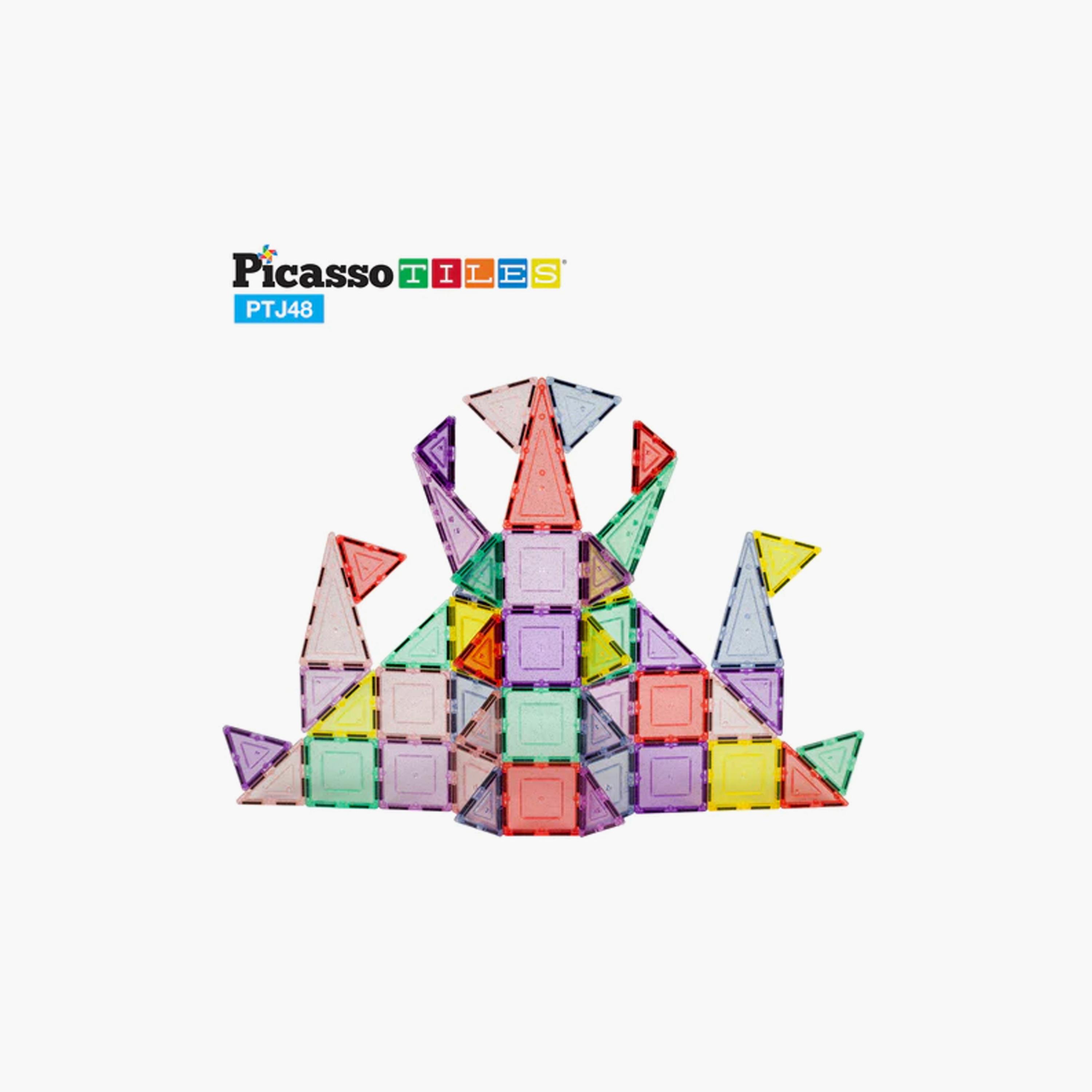 مجموعة بناء بلاط مغناطيسي لامع باستيل مكونة من 48 قطعة من بيكاسو تايلز-toys-buildingblocks-magnetictoys-image-1