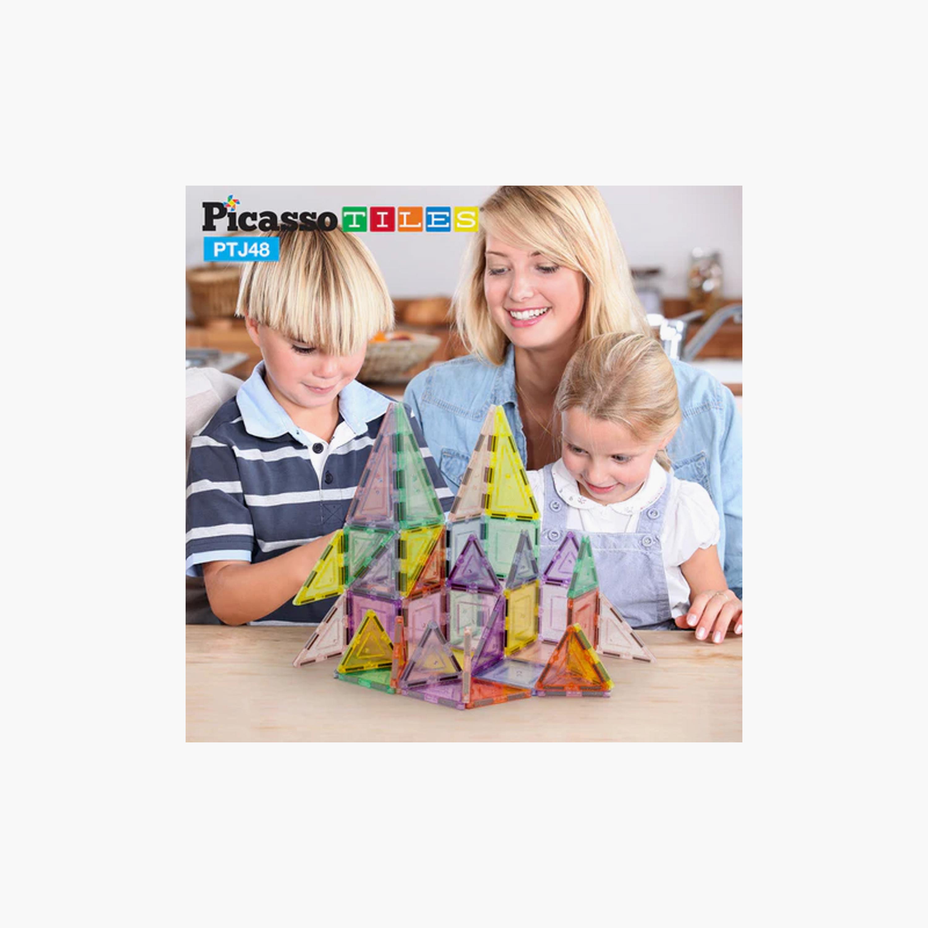 مجموعة بناء بلاط مغناطيسي لامع باستيل مكونة من 48 قطعة من بيكاسو تايلز-toys-buildingblocks-magnetictoys-image-3