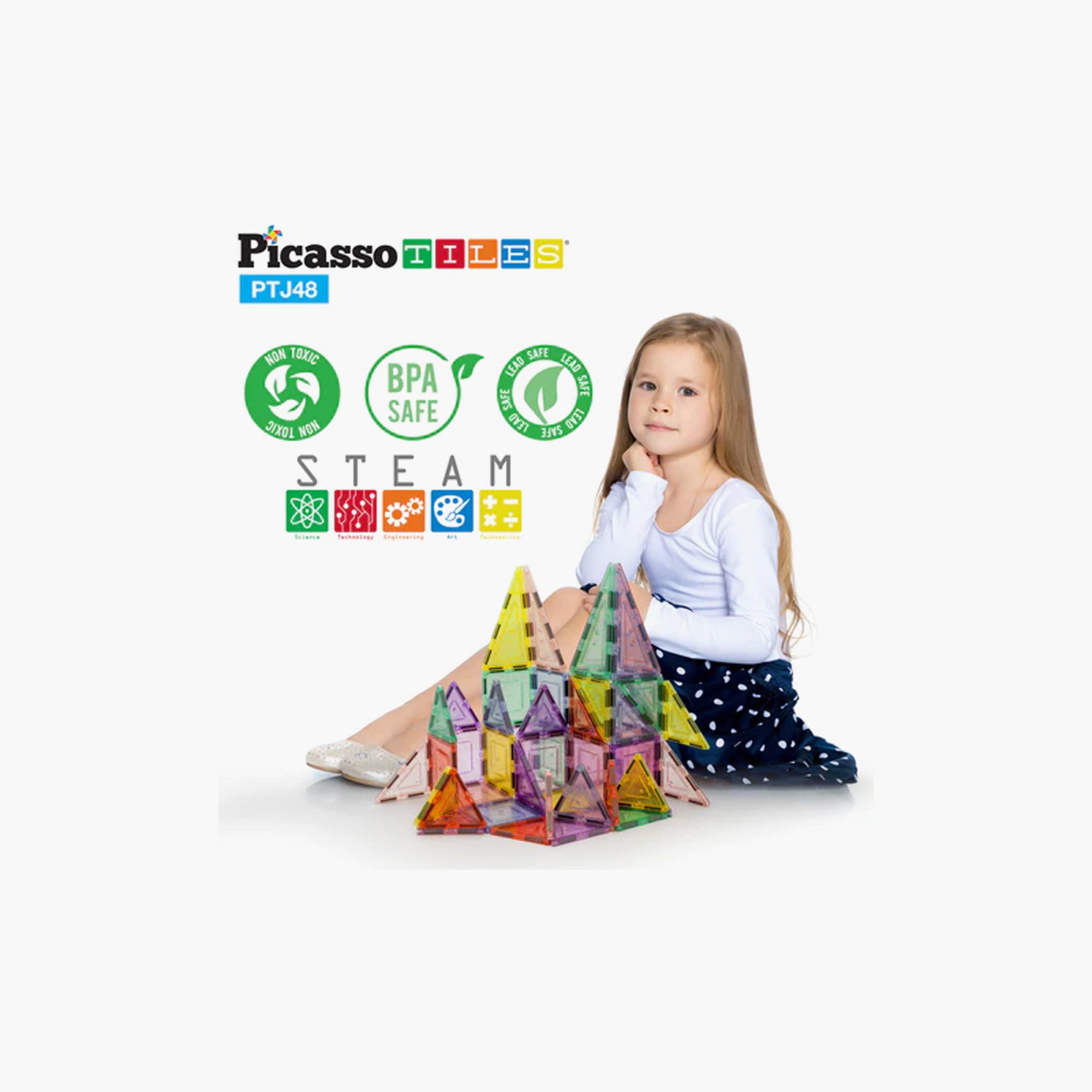مجموعة بناء بلاط مغناطيسي لامع باستيل مكونة من 48 قطعة من بيكاسو تايلز-toys-buildingblocks-magnetictoys-image-6