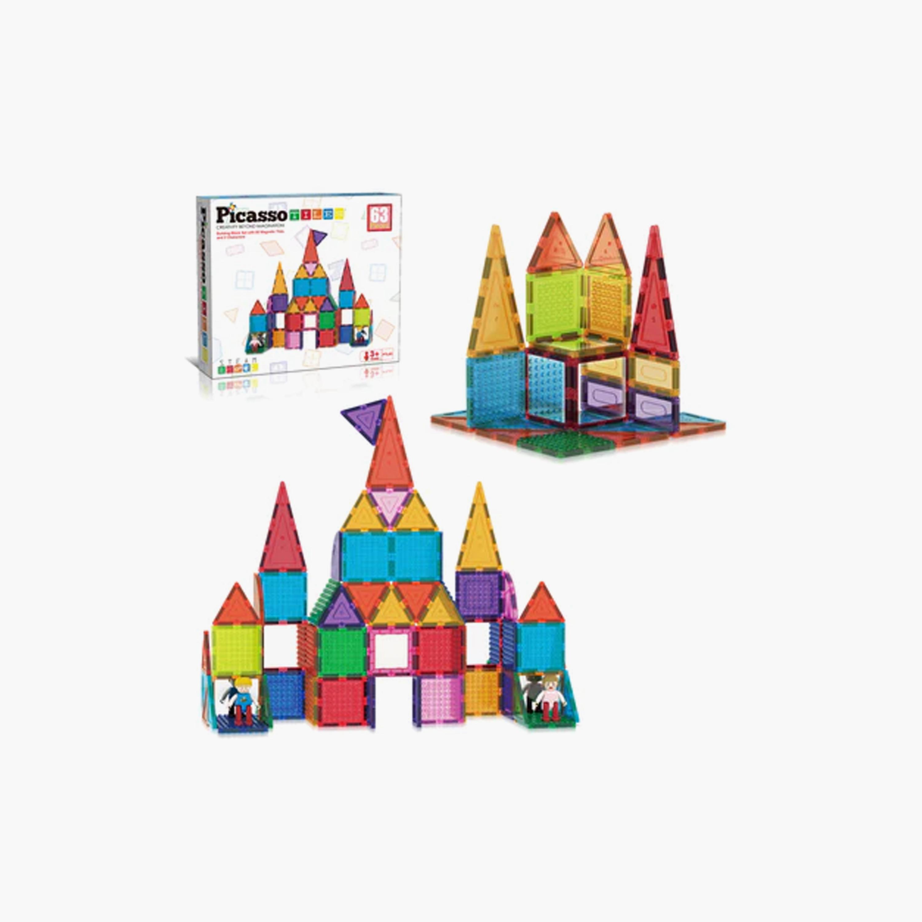 63 قطعة مغناطيسية للبناء والبلاط ثلاثي الأبعاد من بيكاسو تايلز-toys-buildingblocks-magnetictoys-image-1
