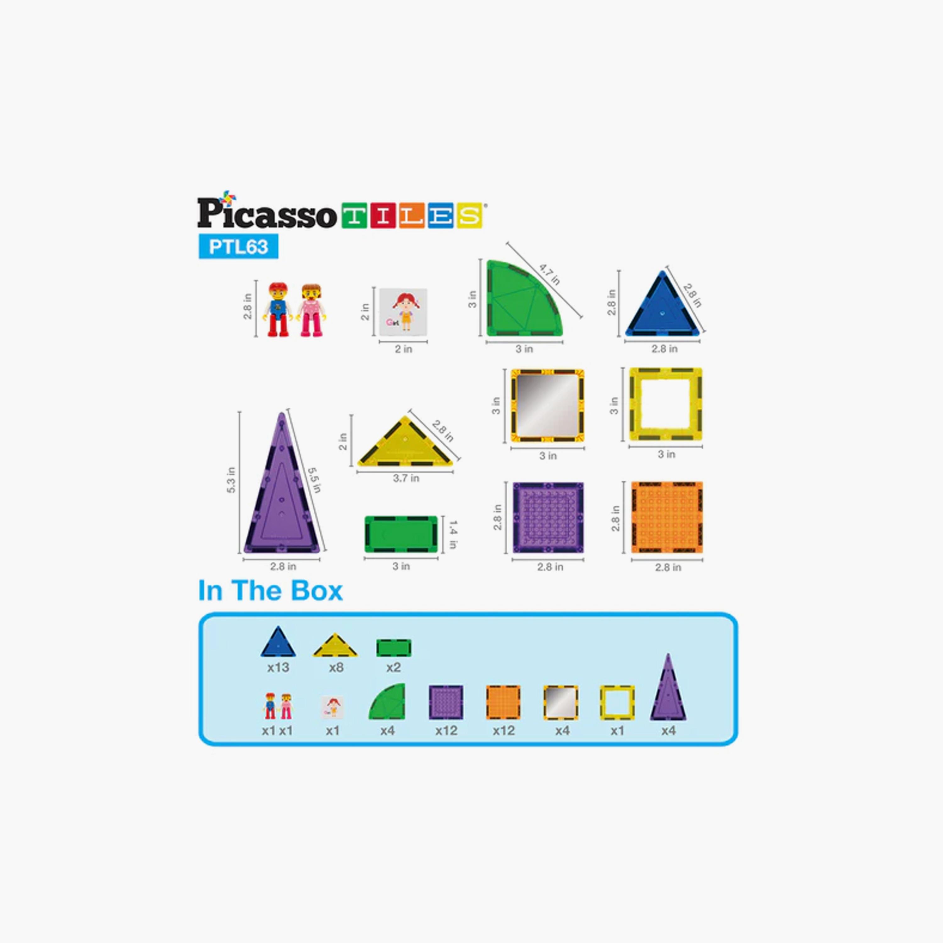 63 قطعة مغناطيسية للبناء والبلاط ثلاثي الأبعاد من بيكاسو تايلز-toys-buildingblocks-magnetictoys-image-6